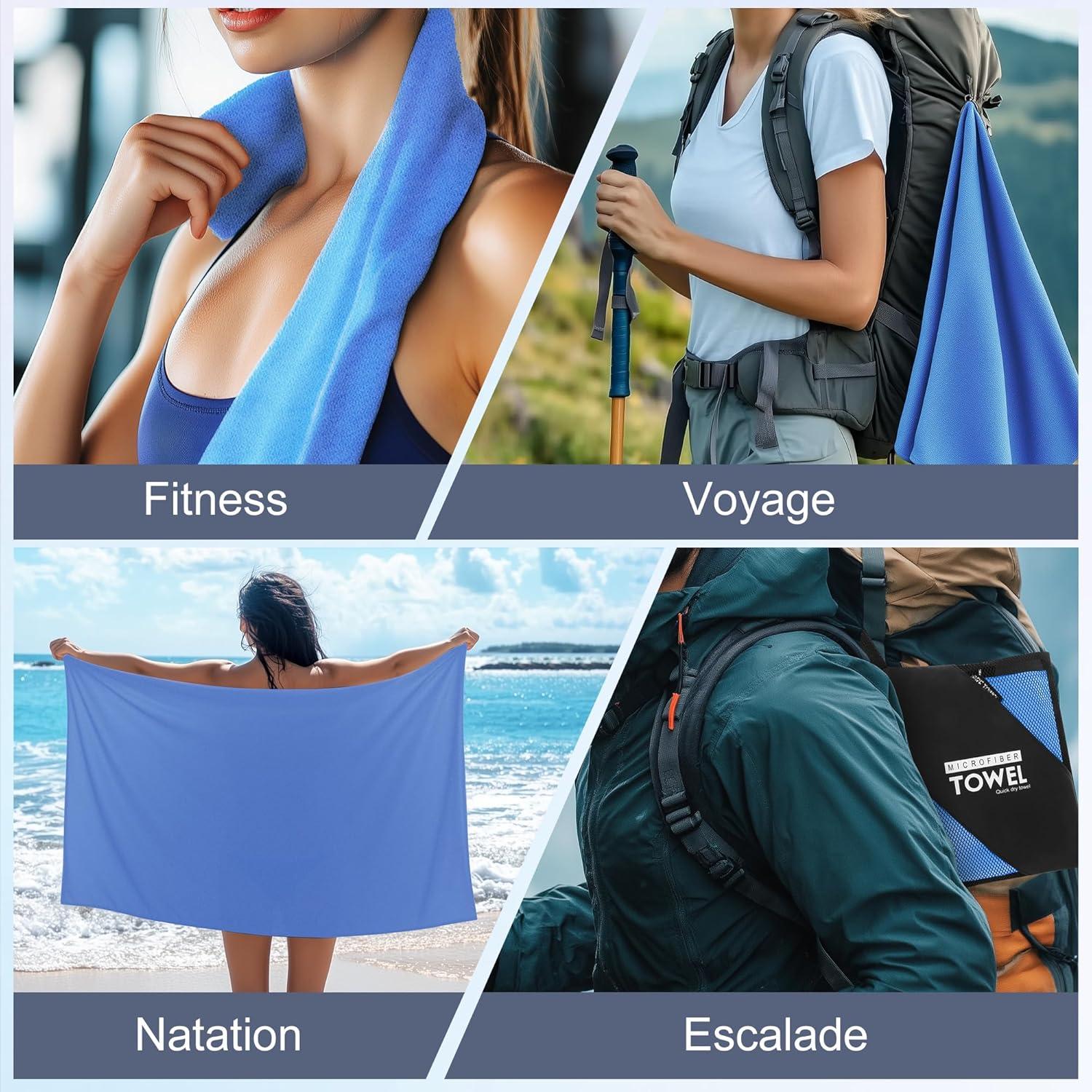 image:imageServiette de Bain en Microfibre Absorption Rapide de la Transpiration et de lEau Pour Sport Voyage Natation 40 x 80 cm Bleu CielBleu Ciel