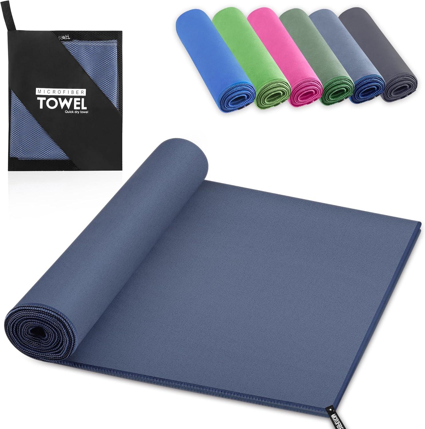 image:imageServiette de Bain en Microfibre Absorption Rapide de la Transpiration et de lEau Pour Sport Voyage Natation 40 x 80 cm Bleu CielBleu Marine
