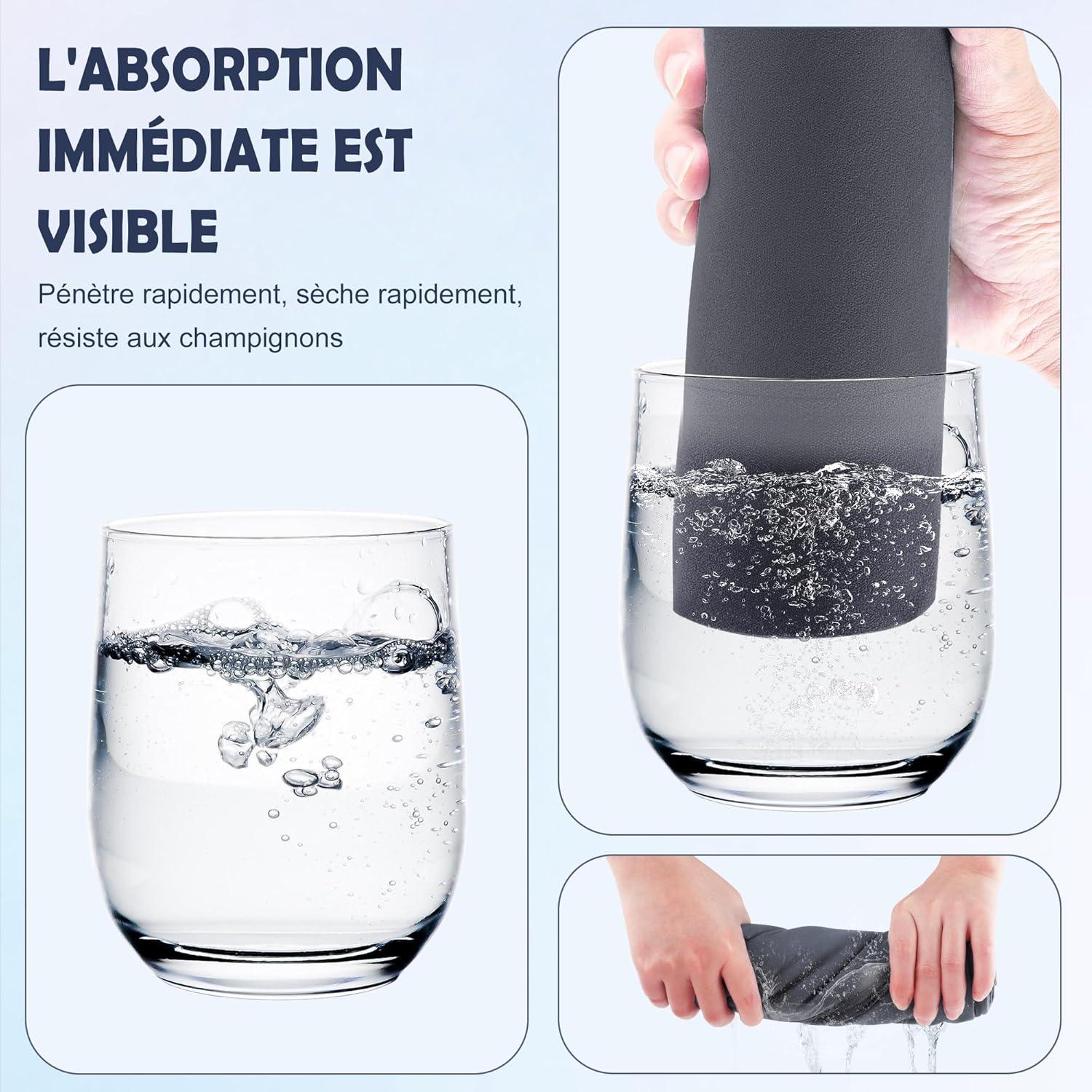 image:imageServiette de Bain en Microfibre Absorption Rapide de la Transpiration et de lEau Pour Sport Voyage Natation 40 x 80 cm Bleu CielGris Fonc