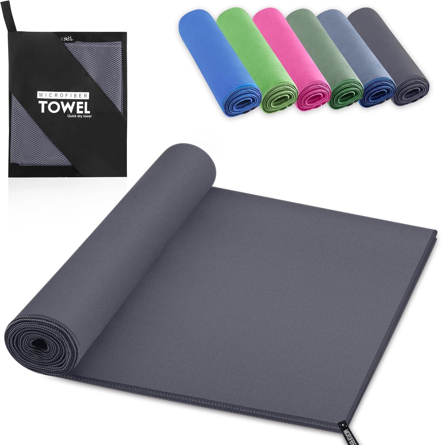 image:imageServiette de Bain en Microfibre Absorption Rapide de la Transpiration et de lEau Pour Sport Voyage Natation 40 x 80 cm Bleu CielGris Fonc