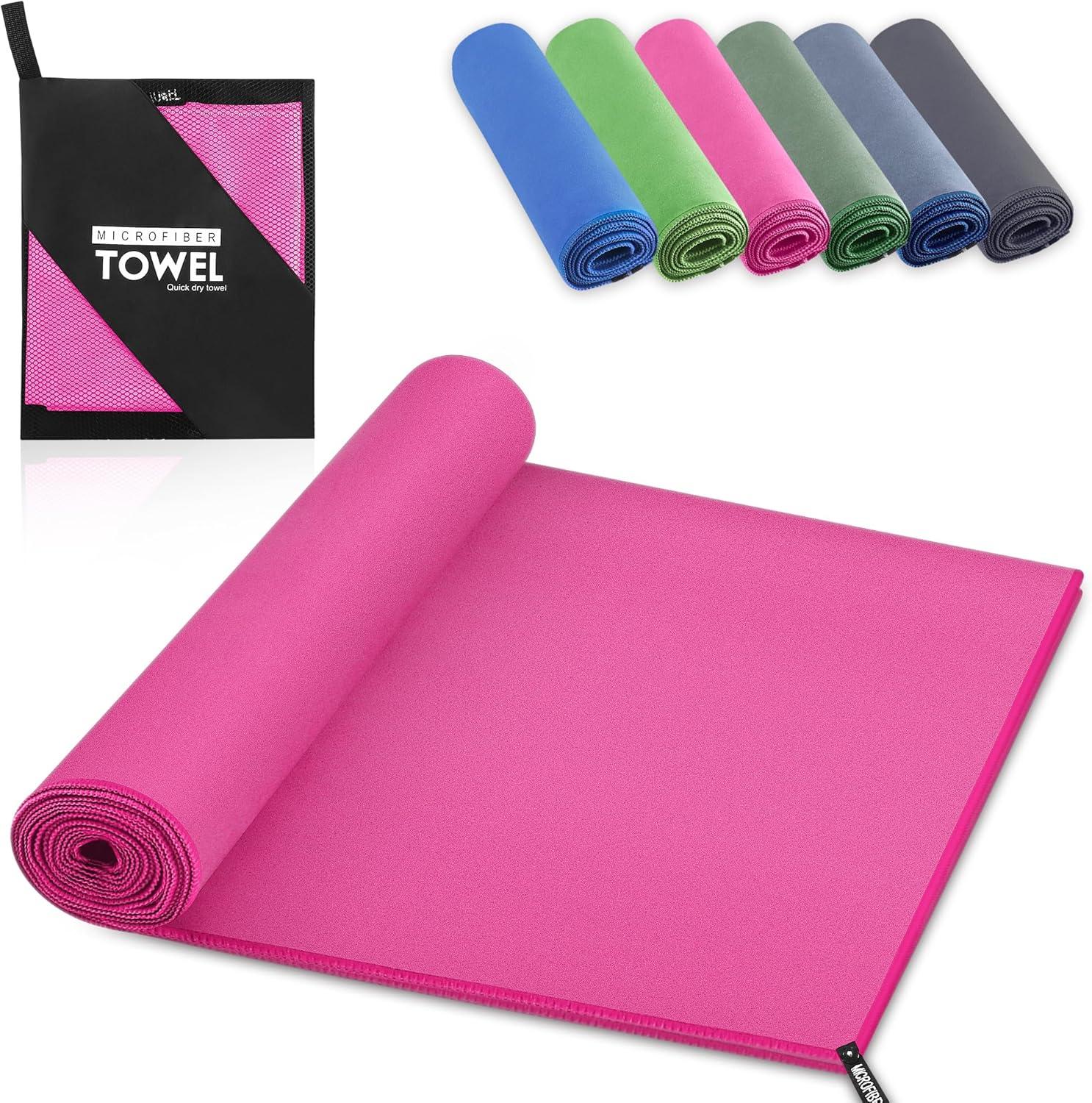 image:imageServiette de Bain en Microfibre Absorption Rapide de la Transpiration et de lEau Pour Sport Voyage Natation 40 x 80 cm Bleu CielRose