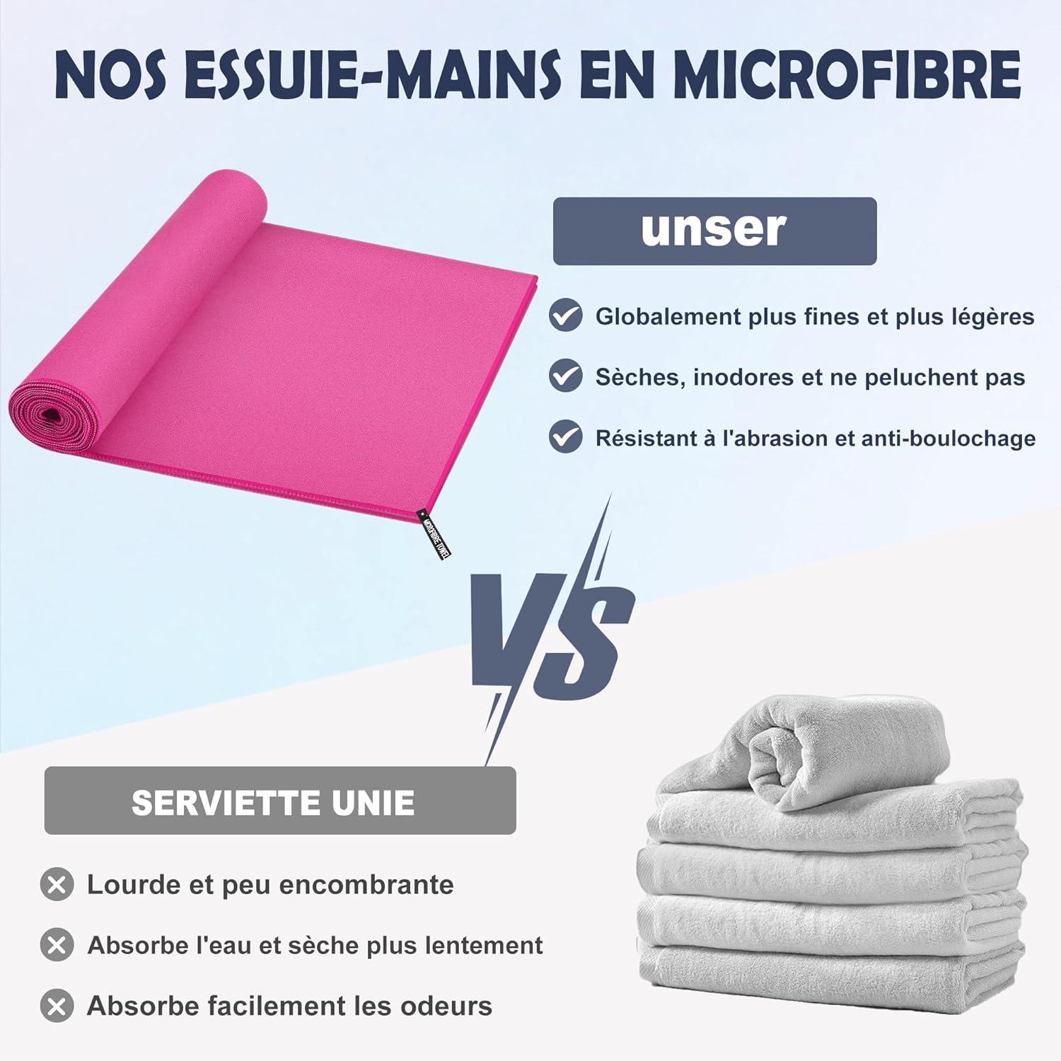 image:imageServiette de Bain en Microfibre Absorption Rapide de la Transpiration et de lEau Pour Sport Voyage Natation 40 x 80 cm Bleu CielRose