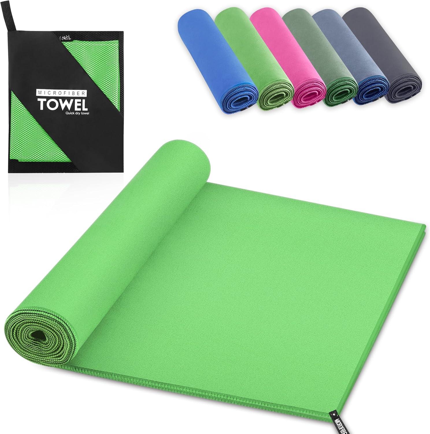 image:imageServiette de Bain en Microfibre Absorption Rapide de la Transpiration et de lEau Pour Sport Voyage Natation 40 x 80 cm Bleu CielVert