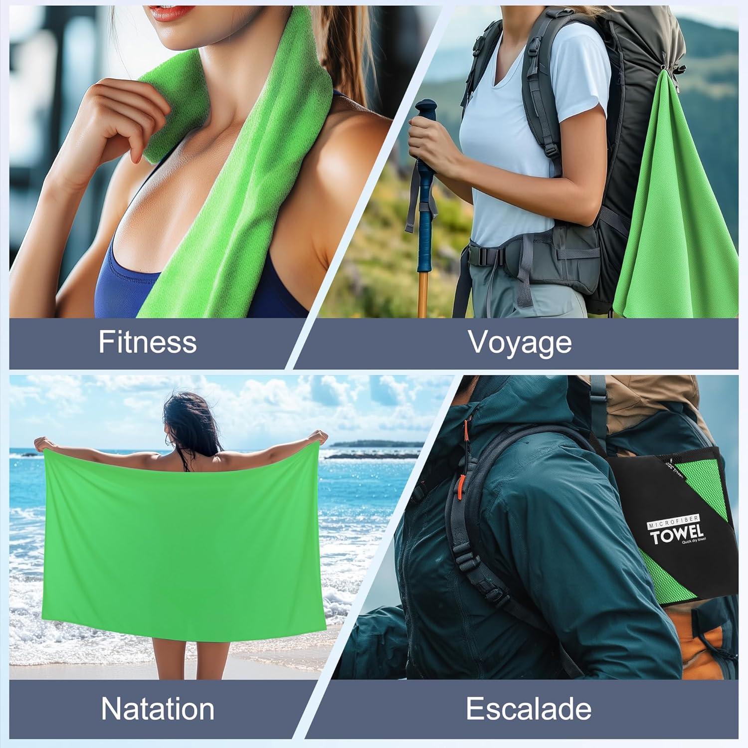 image:imageServiette de Bain en Microfibre Absorption Rapide de la Transpiration et de lEau Pour Sport Voyage Natation 40 x 80 cm Bleu CielVert