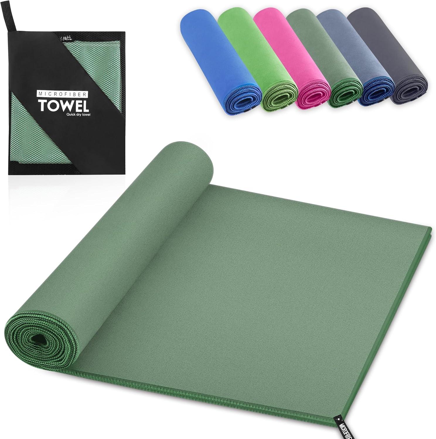 image:imageServiette de Bain en Microfibre Absorption Rapide de la Transpiration et de lEau Pour Sport Voyage Natation 40 x 80 cm Bleu CielVert Arme