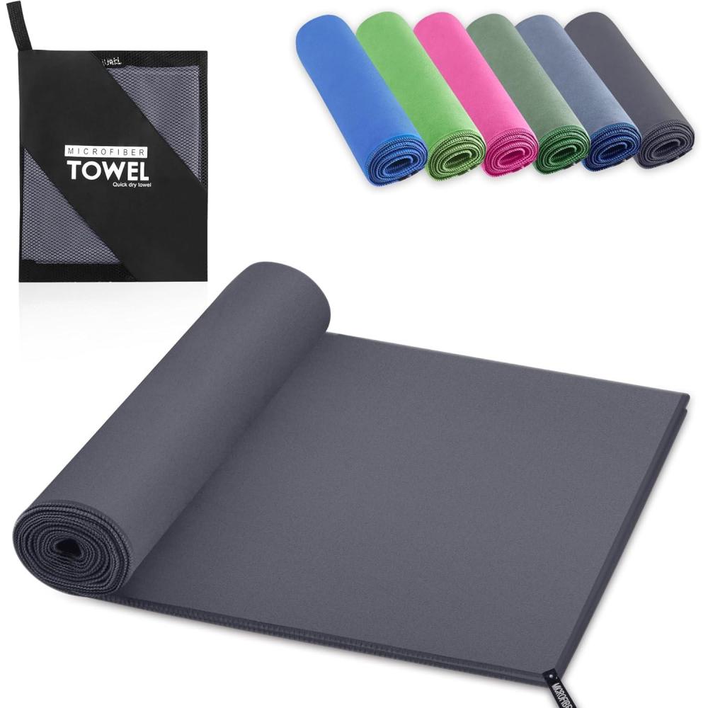 image:imageServiette de Bain en Microfibre Absorption Rapide de la Transpiration et de lEau Pour Sport Voyage Natation 40 x 80 cm Bleu CielGris Fonc