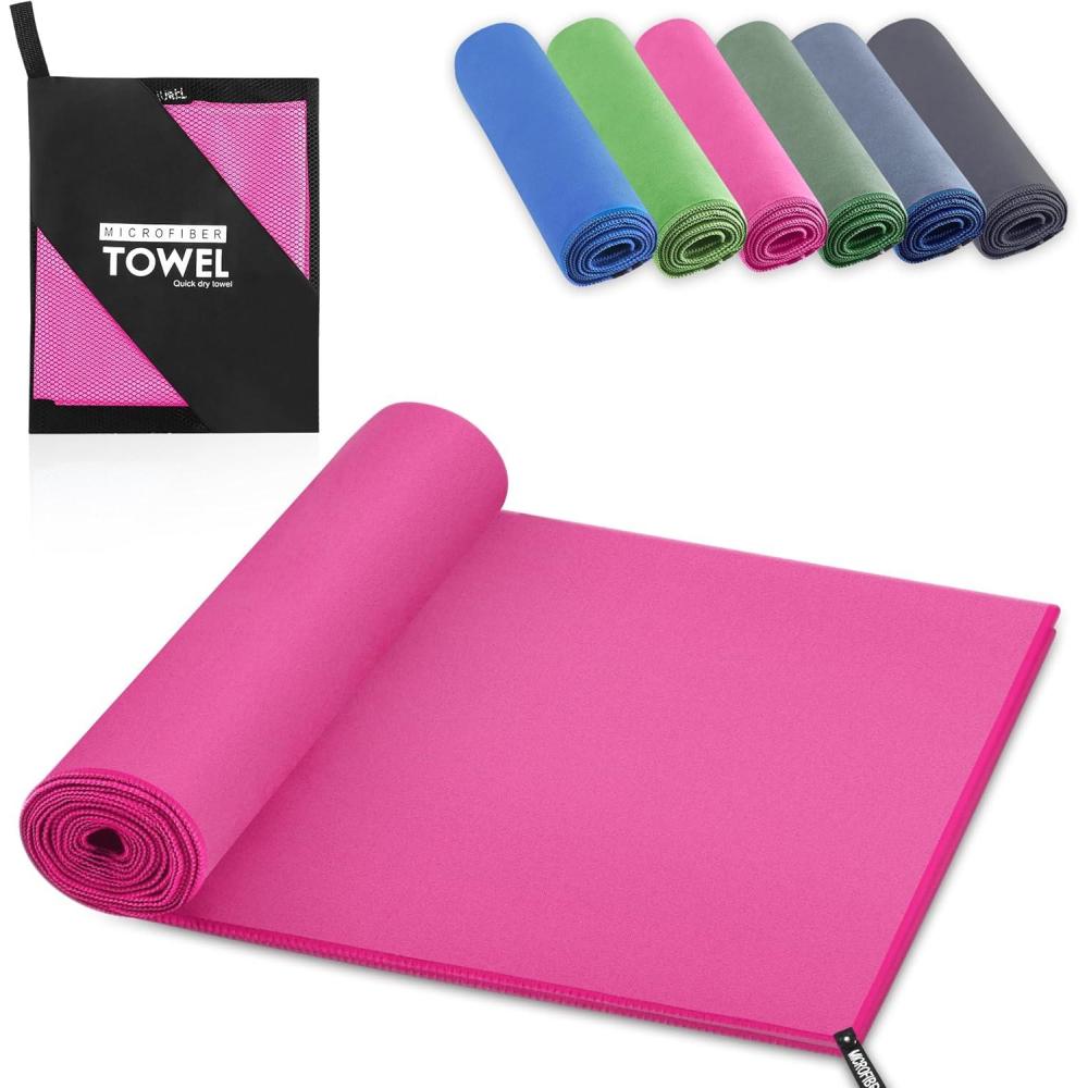 image:imageServiette de Bain en Microfibre Absorption Rapide de la Transpiration et de lEau Pour Sport Voyage Natation 40 x 80 cm Bleu CielRose