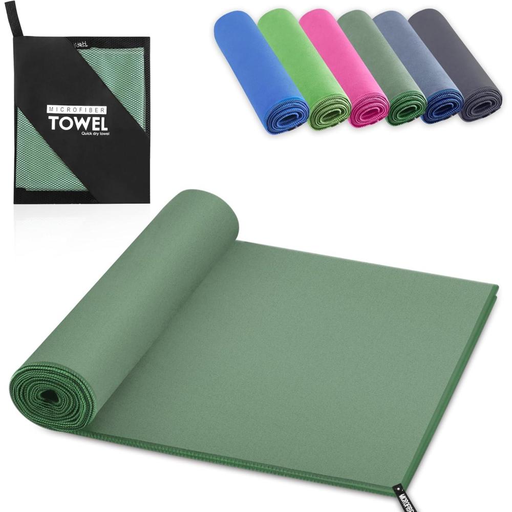 image:imageServiette de Bain en Microfibre Absorption Rapide de la Transpiration et de lEau Pour Sport Voyage Natation 40 x 80 cm Bleu CielVert Arme