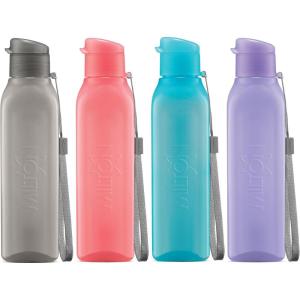 MILTON Lot de 4 bouteilles d&rsquo;eau de sport carrées en plastique à large goulot réutilisable, étanche, pour sacs d&rsquo;école, boîtes à déjeuner, salle de sport, 500 ml