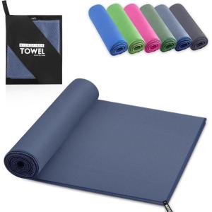 Serviette de Bain en Microfibre, Absorption Rapide de la Transpiration et de l&rsquo;Eau, Pour Sport, Voyage, Natation, 40 x 80 cm, Bleu Ciel(Bleu Marine)