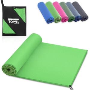 Serviette de Bain en Microfibre, Absorption Rapide de la Transpiration et de l&rsquo;Eau, Pour Sport, Voyage, Natation, 40 x 80 cm, Bleu Ciel(Vert)