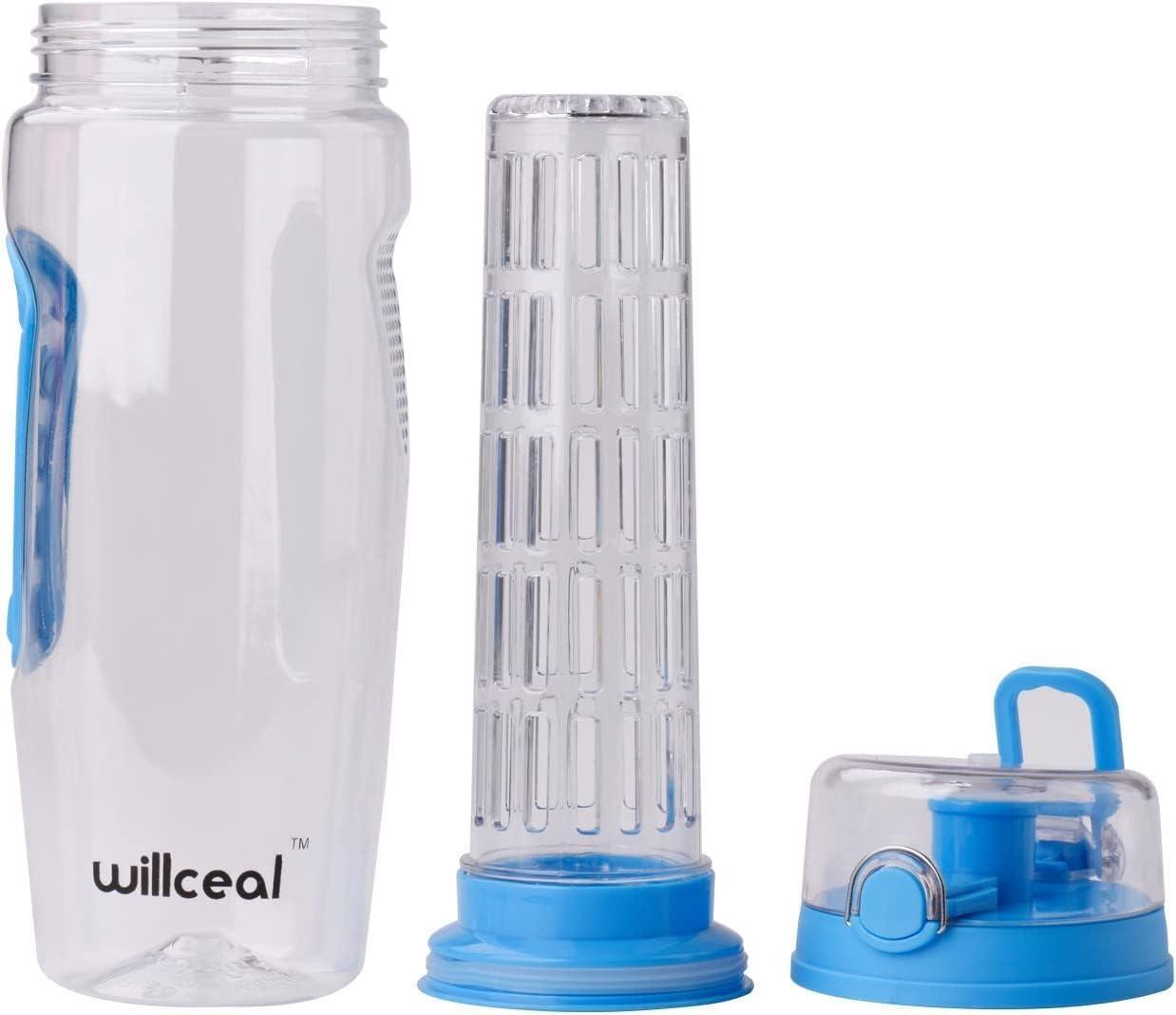 image:imageBouteille deau avec infuseur Fruits 095 l Fabrique en Tritan sans BPA Couvercle Rabat AntiFuite Convient pour Le Sports et Le CampingBleu