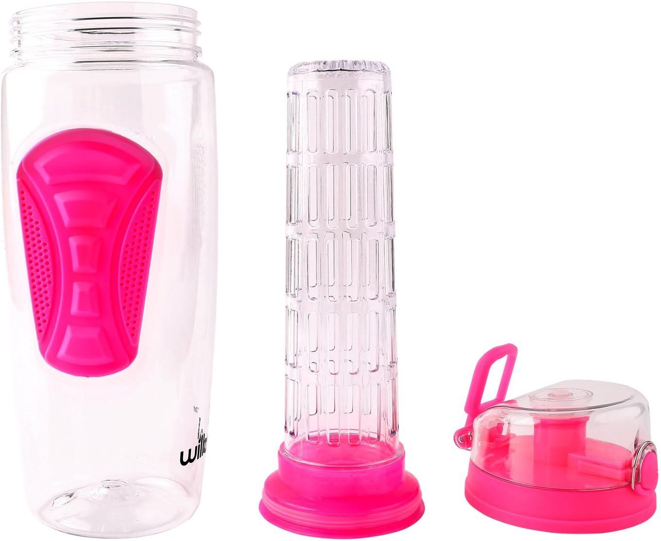 image:imageBouteille deau avec infuseur Fruits 095 l Fabrique en Tritan sans BPA Couvercle Rabat AntiFuite Convient pour Le Sports et Le CampingRose