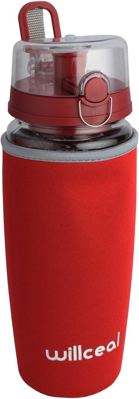 image:imageBouteille deau avec infuseur Fruits 095 l Fabrique en Tritan sans BPA Couvercle Rabat AntiFuite Convient pour Le Sports et Le CampingRouge Fonc
