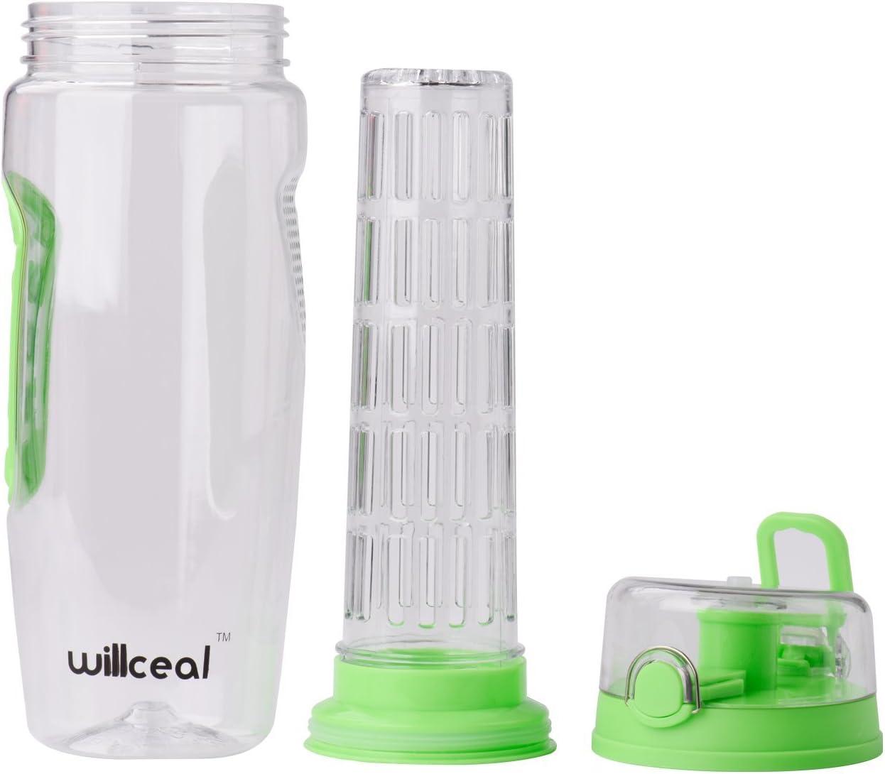image:imageBouteille deau avec infuseur Fruits 095 l Fabrique en Tritan sans BPA Couvercle Rabat AntiFuite Convient pour Le Sports et Le CampingVert