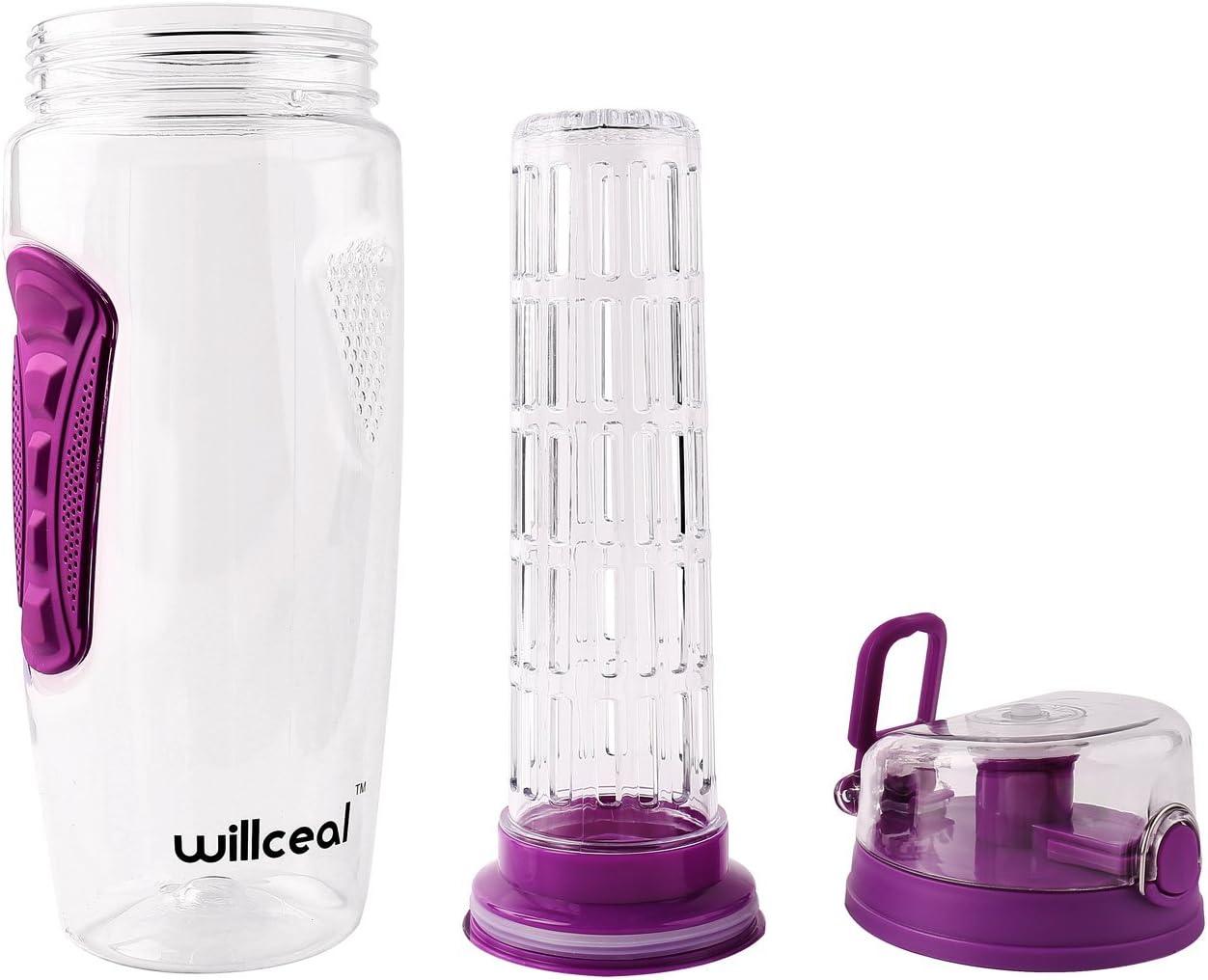 image:imageBouteille deau avec infuseur Fruits 095 l Fabrique en Tritan sans BPA Couvercle Rabat AntiFuite Convient pour Le Sports et Le CampingViolet