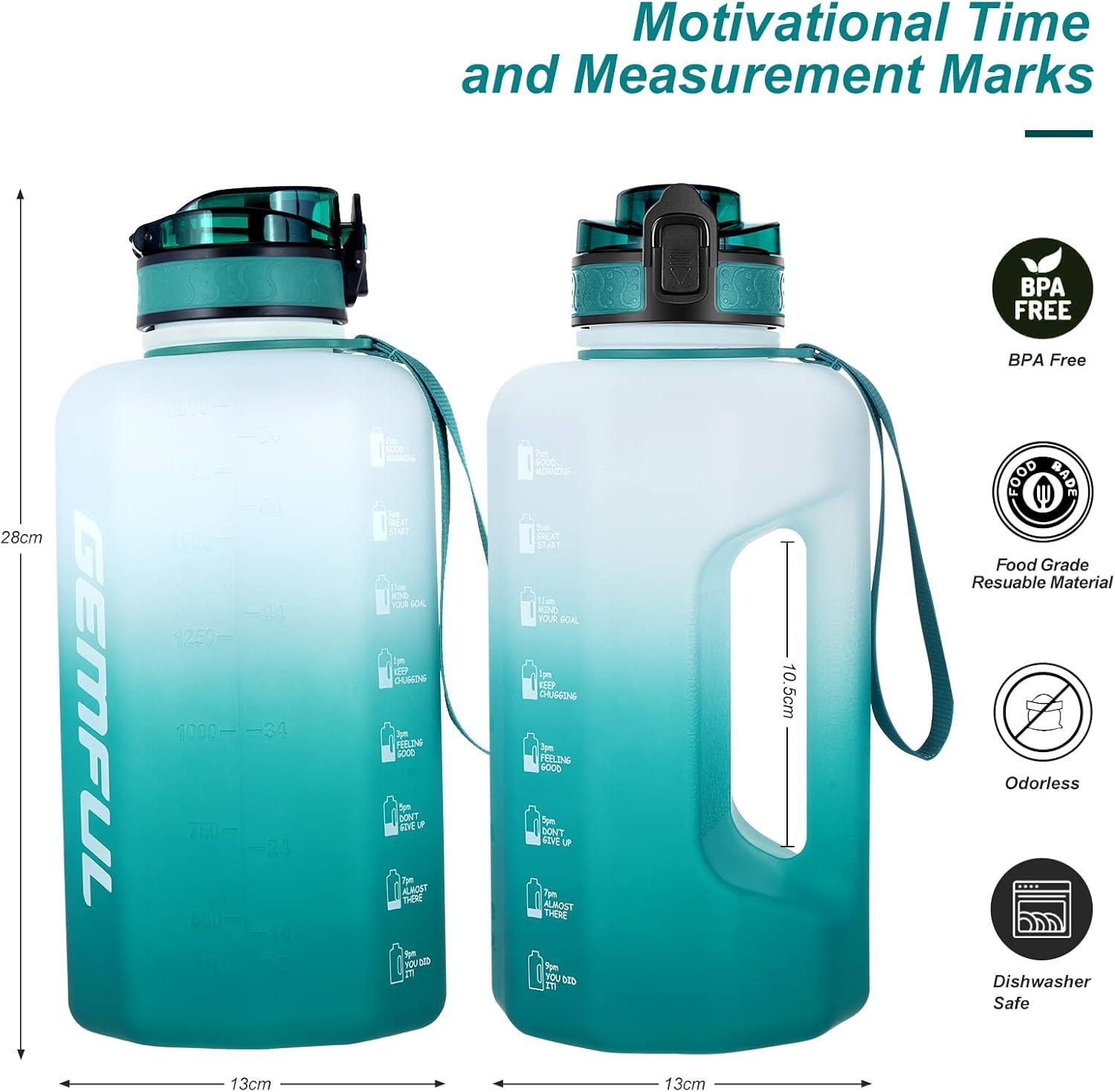 image:imageGEMFUL Grande bouteille deau de 22 litres avec poigne carafe deau de sport sans BPA pour salle de sport voyage camping vertnoirCyan