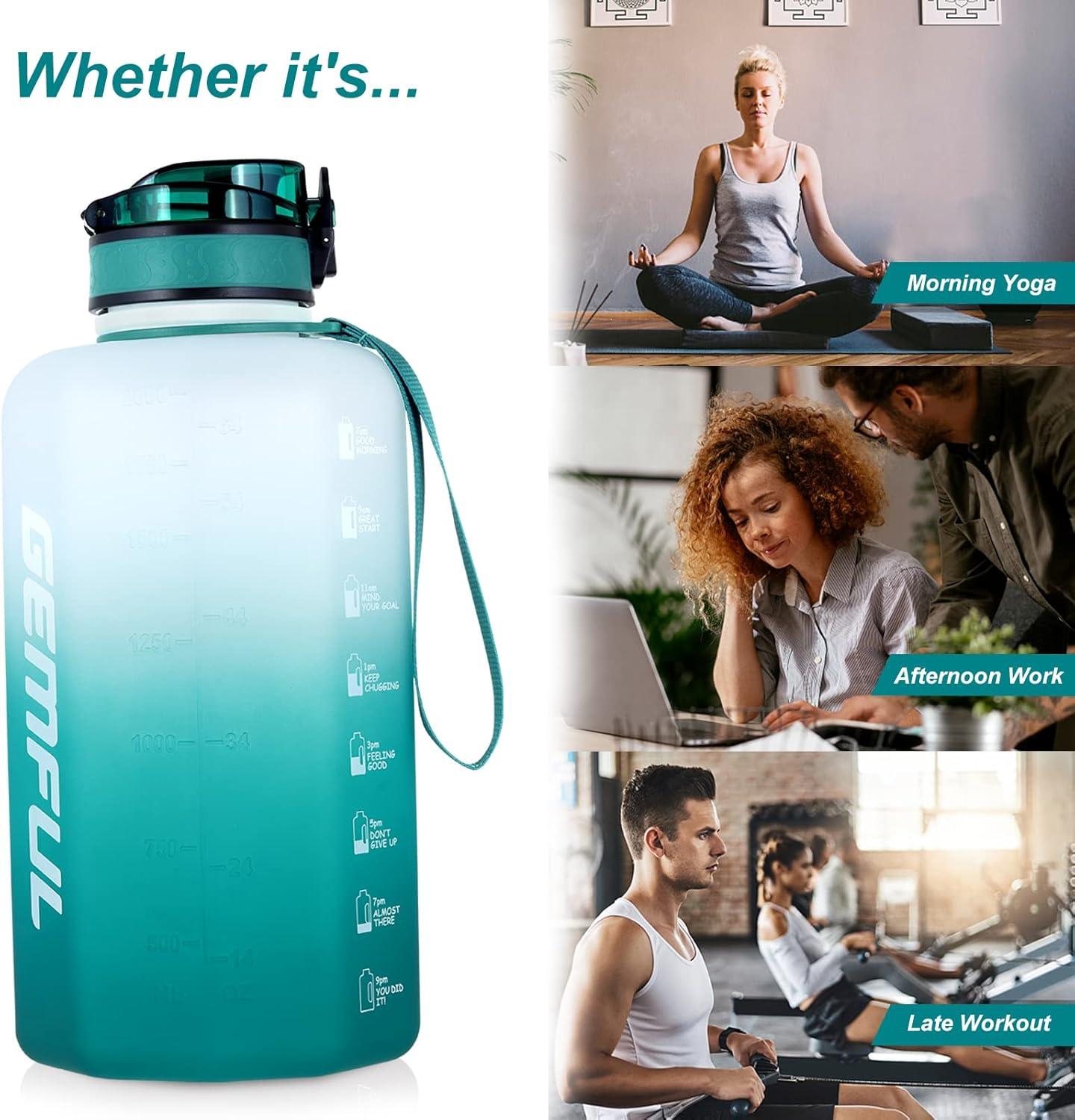 image:imageGEMFUL Grande bouteille deau de 22 litres avec poigne carafe deau de sport sans BPA pour salle de sport voyage camping vertnoirCyan