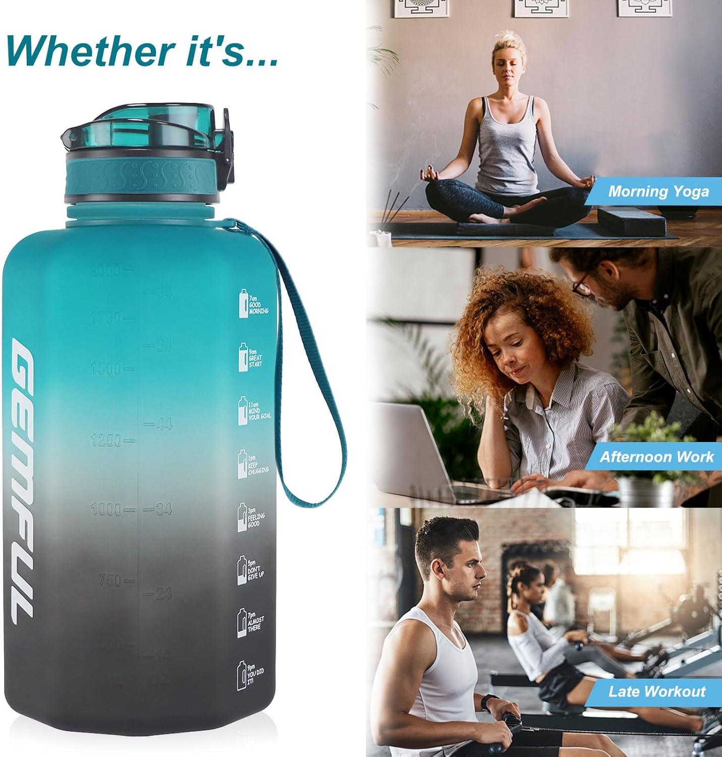 image:imageGEMFUL Grande bouteille deau de 22 litres avec poigne carafe deau de sport sans BPA pour salle de sport voyage camping vertnoirGreenBlack