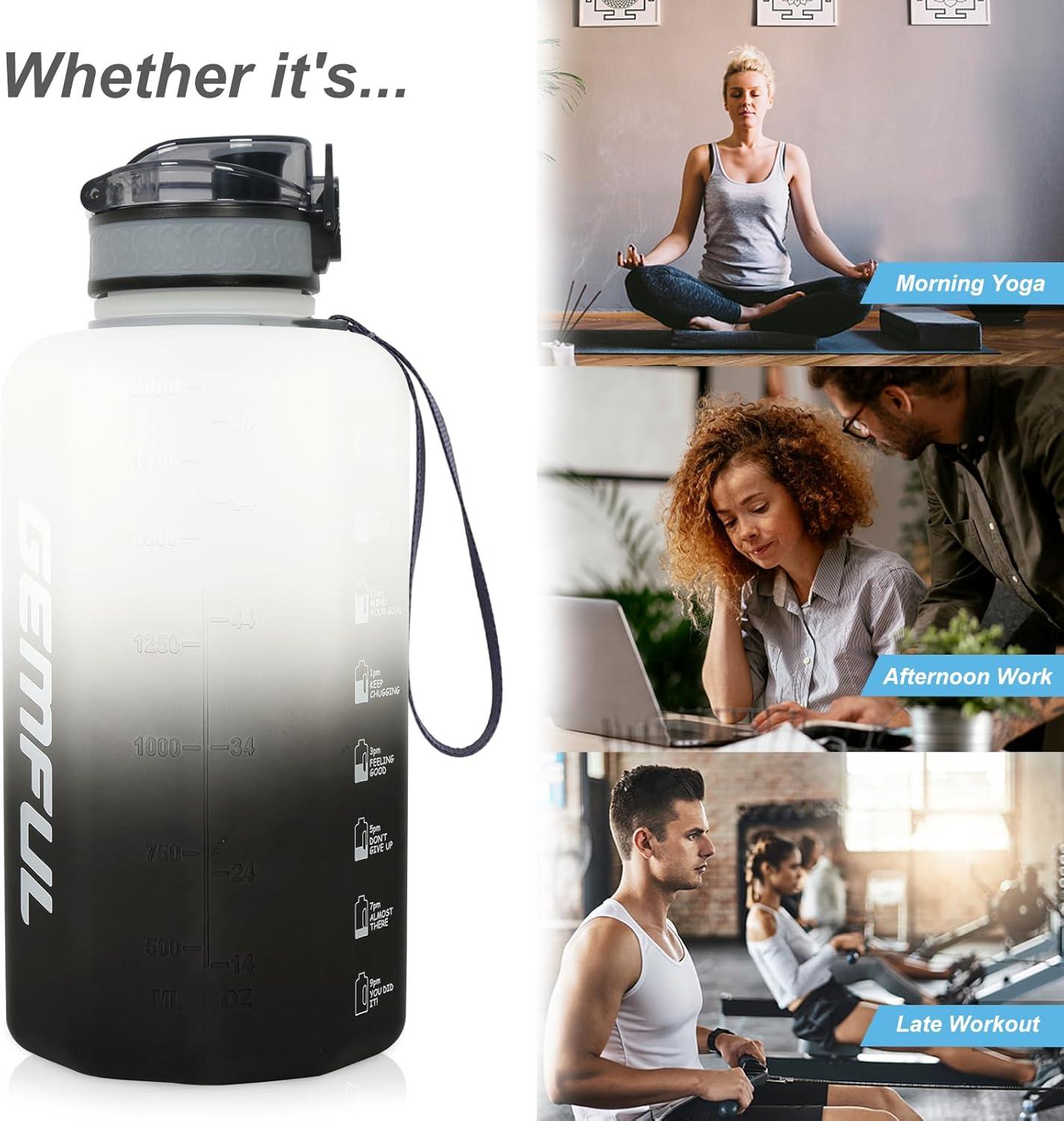 image:imageGEMFUL Grande bouteille deau de 22 litres avec poigne carafe deau de sport sans BPA pour salle de sport voyage camping vertnoirGreyWhite