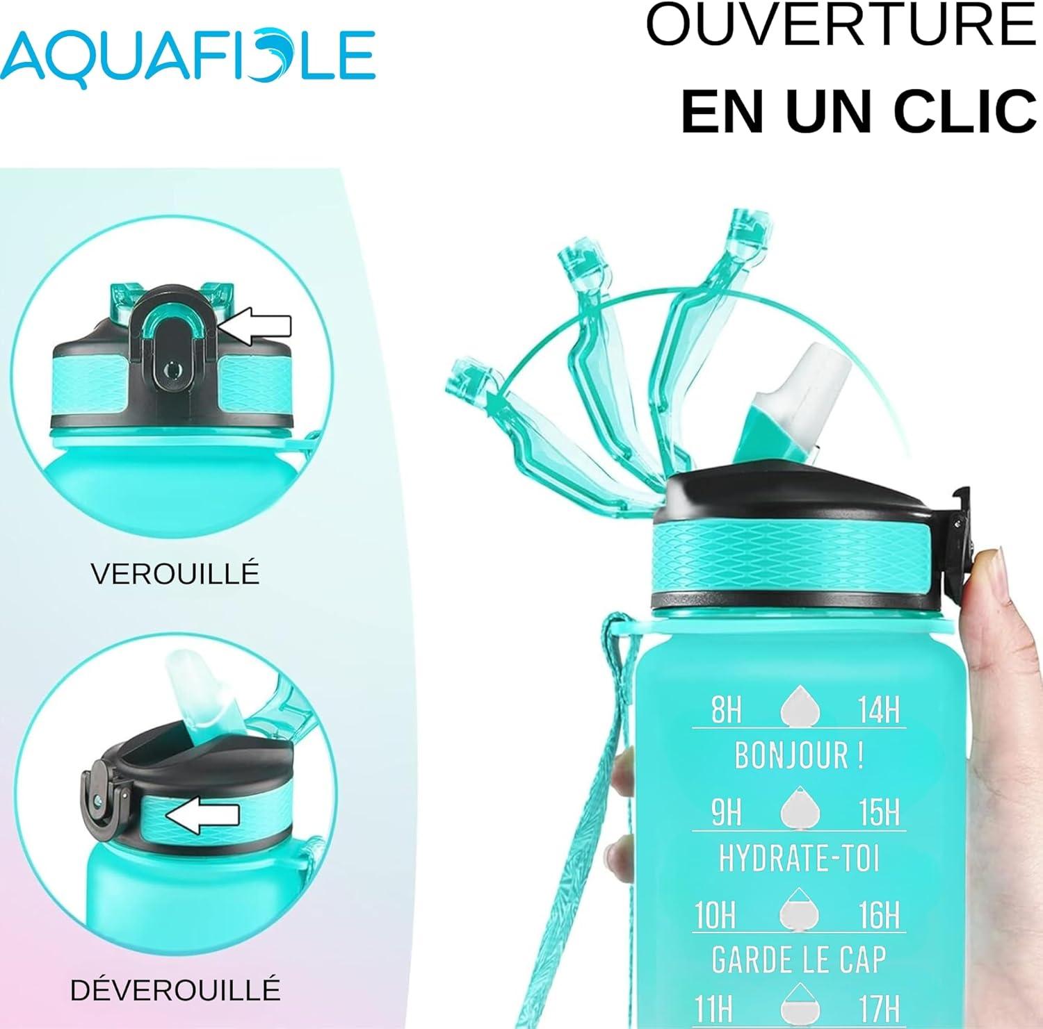 image:imageGourde 1l Motivation en Franais SANS BPA Gourde avec Paille Adulte Gourde Gradue pour 1 Journee Gourde pour Boire Plus Sport Camping Randonne VloVert Rose