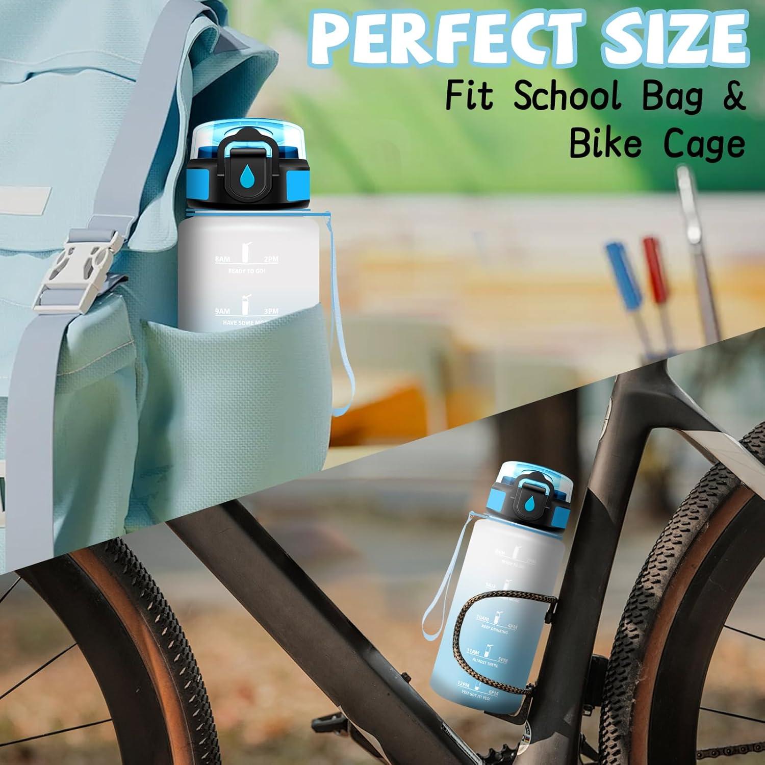 image:imageGourde Gourde 1l avec Paille Gourdes Sport anti Fuite Gourdes Gradue avec Slogan de Motivation Gourd Motivation Facile Nettoyer Bouteille deau pour Aptitude Camping RandonneBlancbleu