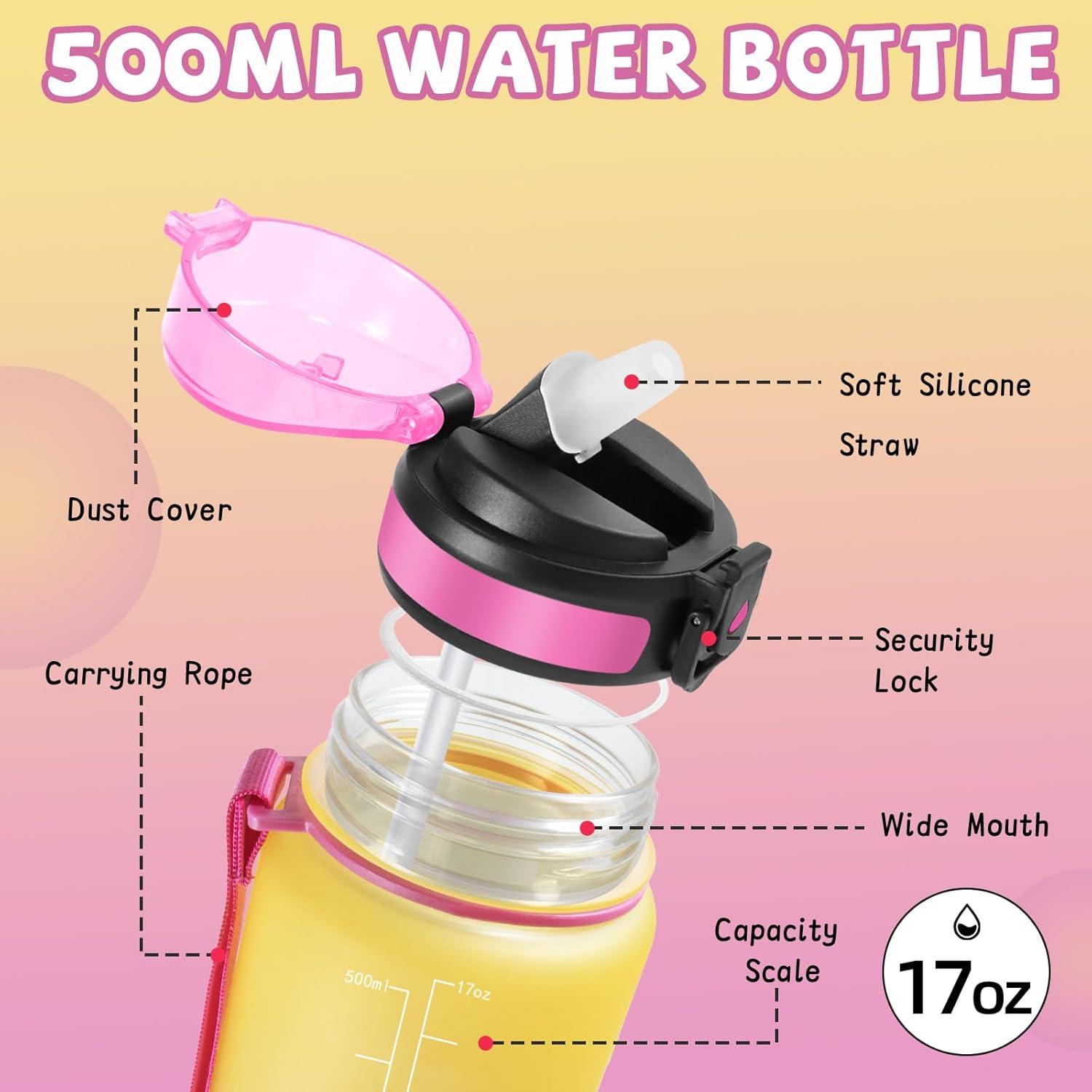 image:imageGourde Gourde 1l avec Paille Gourdes Sport anti Fuite Gourdes Gradue avec Slogan de Motivation Gourd Motivation Facile Nettoyer Bouteille deau pour Aptitude Camping RandonneJaunerose
