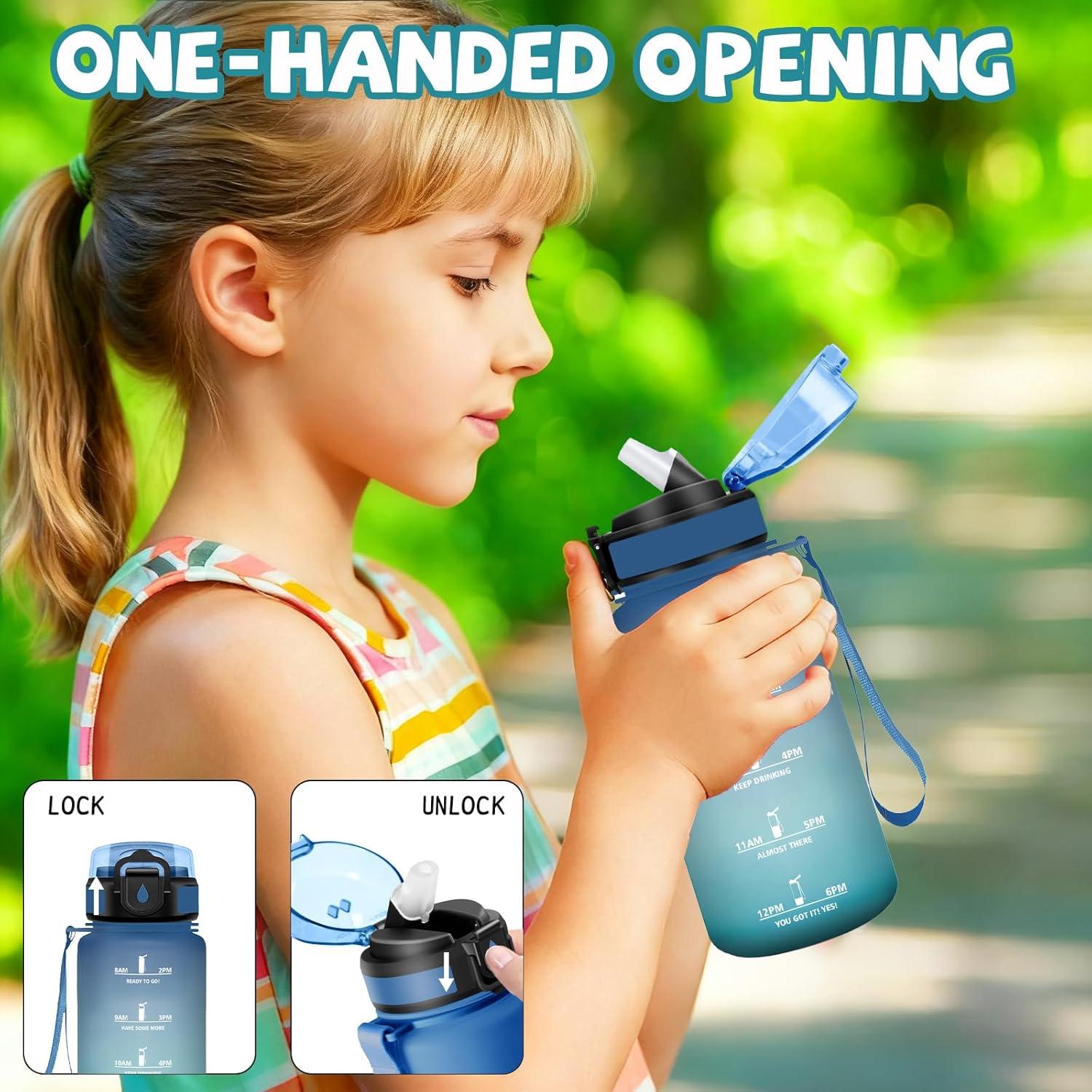 image:imageGourde Gourde 1l avec Paille Gourdes Sport anti Fuite Gourdes Gradue avec Slogan de Motivation Gourd Motivation Facile Nettoyer Bouteille deau pour Aptitude Camping RandonneBleuvert