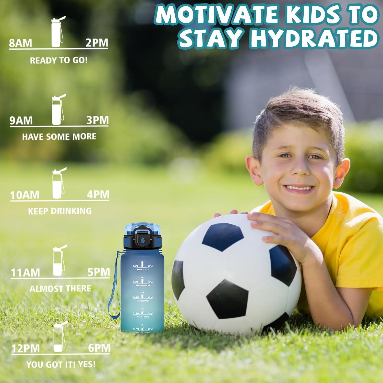 image:imageGourde Gourde 1l avec Paille Gourdes Sport anti Fuite Gourdes Gradue avec Slogan de Motivation Gourd Motivation Facile Nettoyer Bouteille deau pour Aptitude Camping RandonneBleuvert