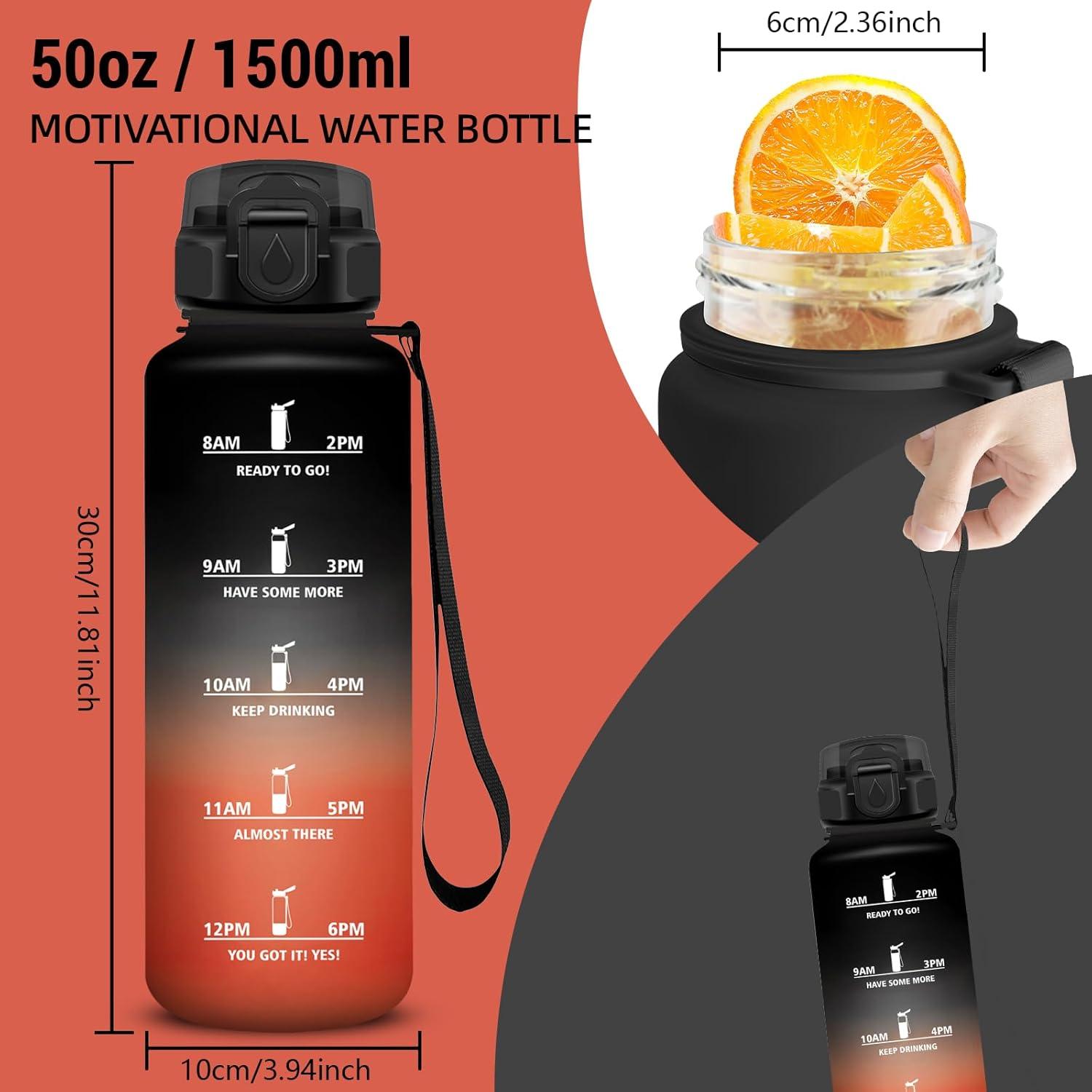 image:imageGourde Gourde 1l avec Paille Gourdes Sport anti Fuite Gourdes Gradue avec Slogan de Motivation Gourd Motivation Facile Nettoyer Bouteille deau pour Aptitude Camping RandonneNoirrouge