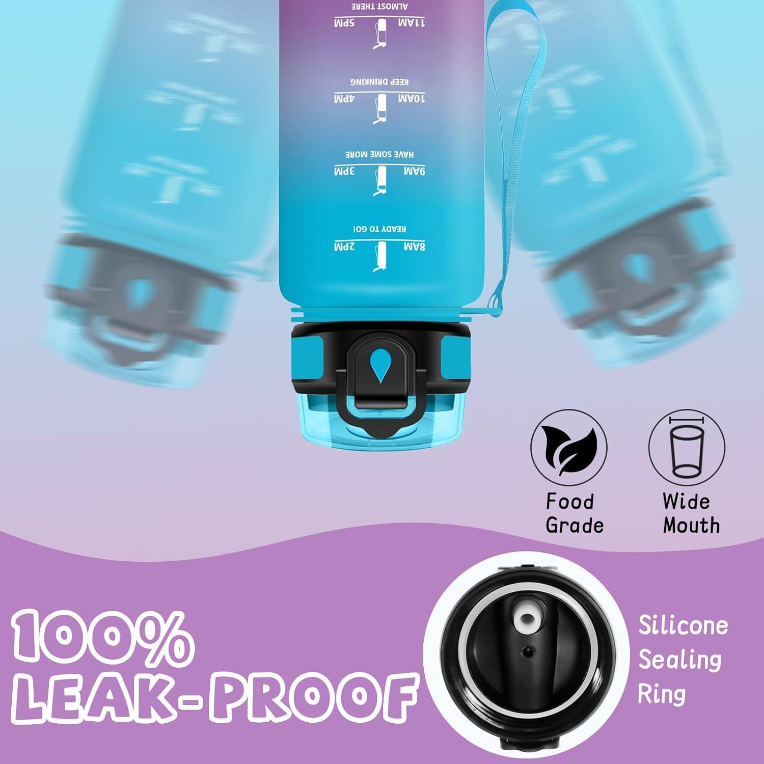 image:imageGourde Gourde 1l avec Paille Gourdes Sport anti Fuite Gourdes Gradue avec Slogan de Motivation Gourd Motivation Facile Nettoyer Bouteille deau pour Aptitude Camping RandonneBleuviolet