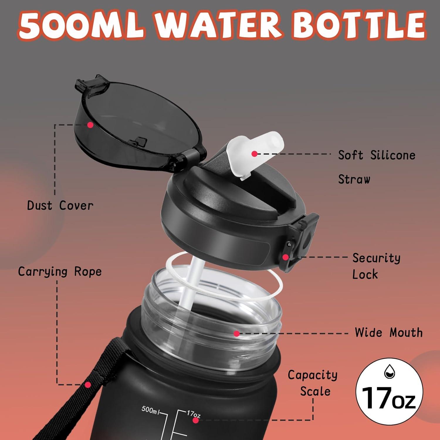 image:imageGourde Gourde 1l avec Paille Gourdes Sport anti Fuite Gourdes Gradue avec Slogan de Motivation Gourd Motivation Facile Nettoyer Bouteille deau pour Aptitude Camping RandonneNoirrouge