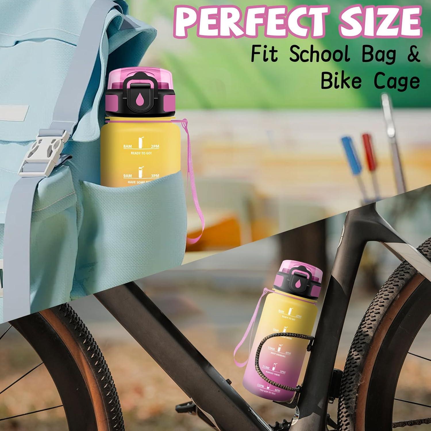 image:imageGourde Gourde 1l avec Paille Gourdes Sport anti Fuite Gourdes Gradue avec Slogan de Motivation Gourd Motivation Facile Nettoyer Bouteille deau pour Aptitude Camping RandonneJaunerose