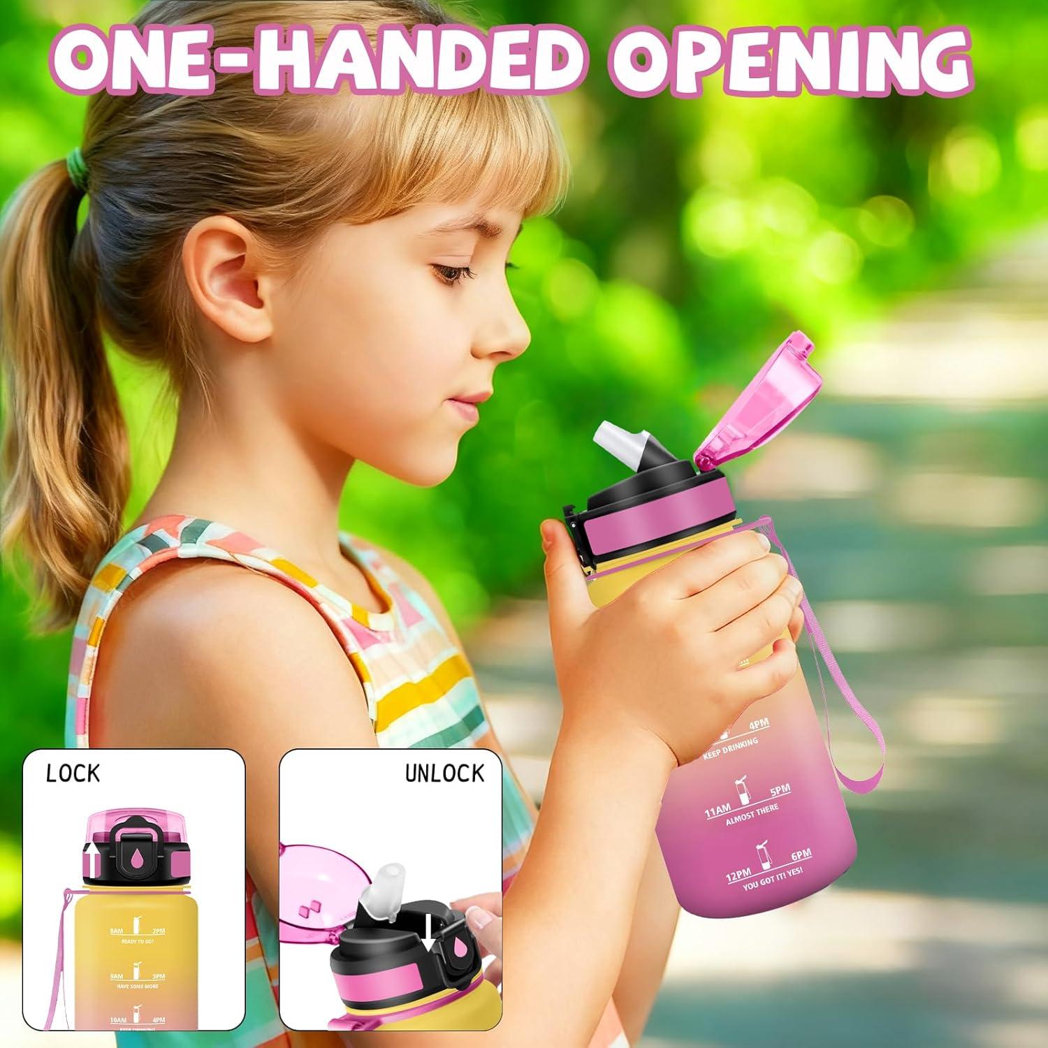 image:imageGourde Gourde 1l avec Paille Gourdes Sport anti Fuite Gourdes Gradue avec Slogan de Motivation Gourd Motivation Facile Nettoyer Bouteille deau pour Aptitude Camping RandonneJaunerose
