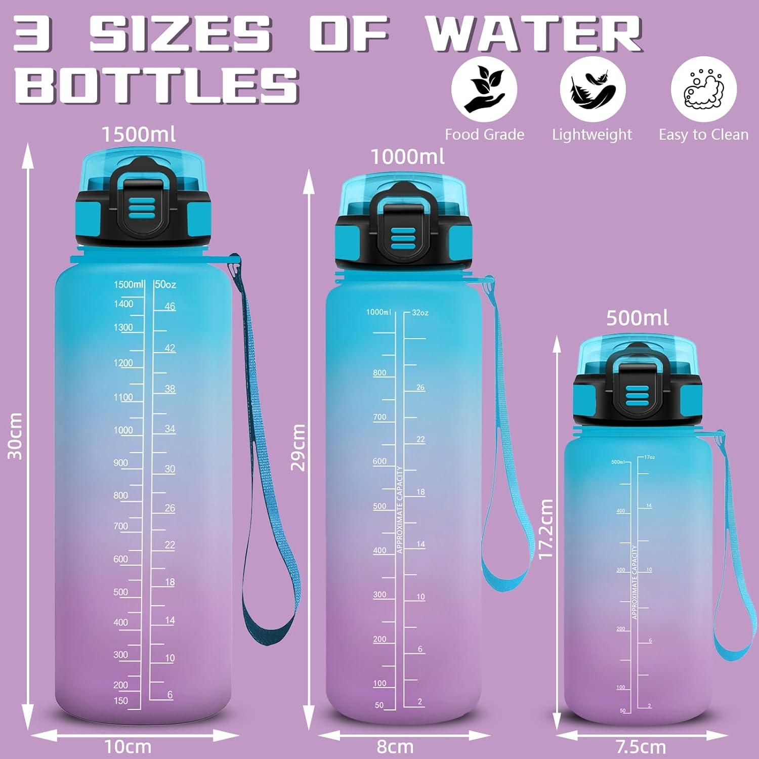 image:imageGourde Gourde 1l avec Paille Gourdes Sport anti Fuite Gourdes Gradue avec Slogan de Motivation Gourd Motivation Facile Nettoyer Bouteille deau pour Aptitude Camping RandonneBleuviolet