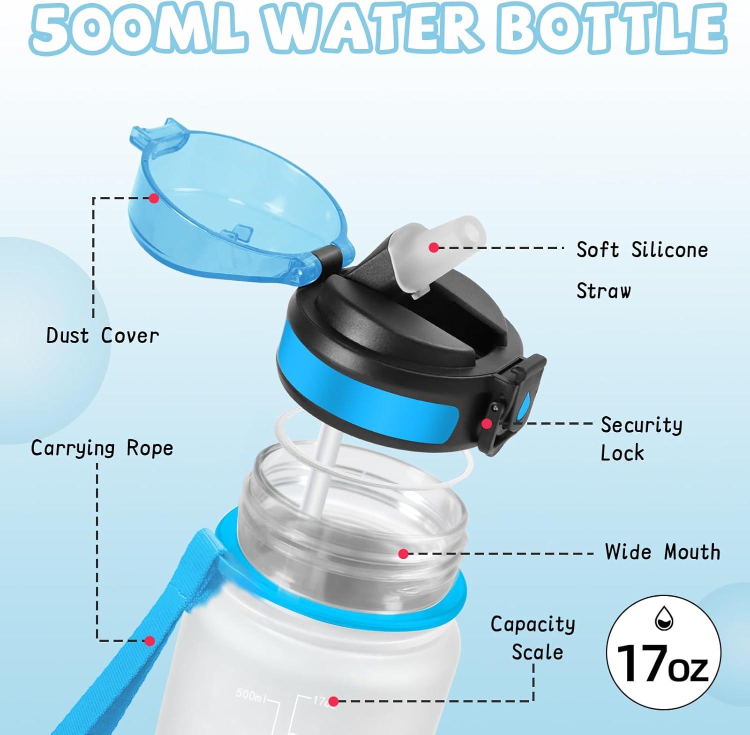 image:imageGourde Gourde 1l avec Paille Gourdes Sport anti Fuite Gourdes Gradue avec Slogan de Motivation Gourd Motivation Facile Nettoyer Bouteille deau pour Aptitude Camping RandonneBlancbleu