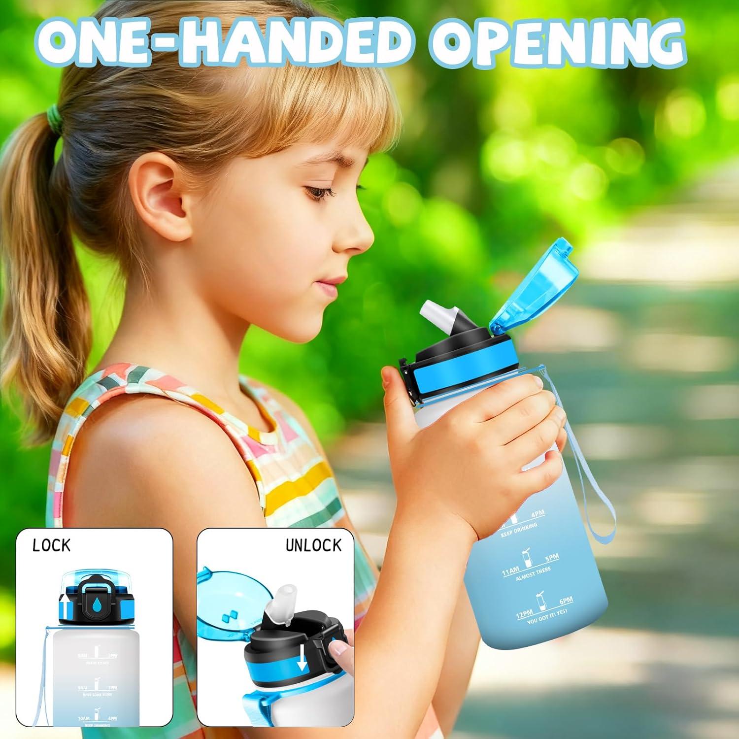 image:imageGourde Gourde 1l avec Paille Gourdes Sport anti Fuite Gourdes Gradue avec Slogan de Motivation Gourd Motivation Facile Nettoyer Bouteille deau pour Aptitude Camping RandonneBlancbleu