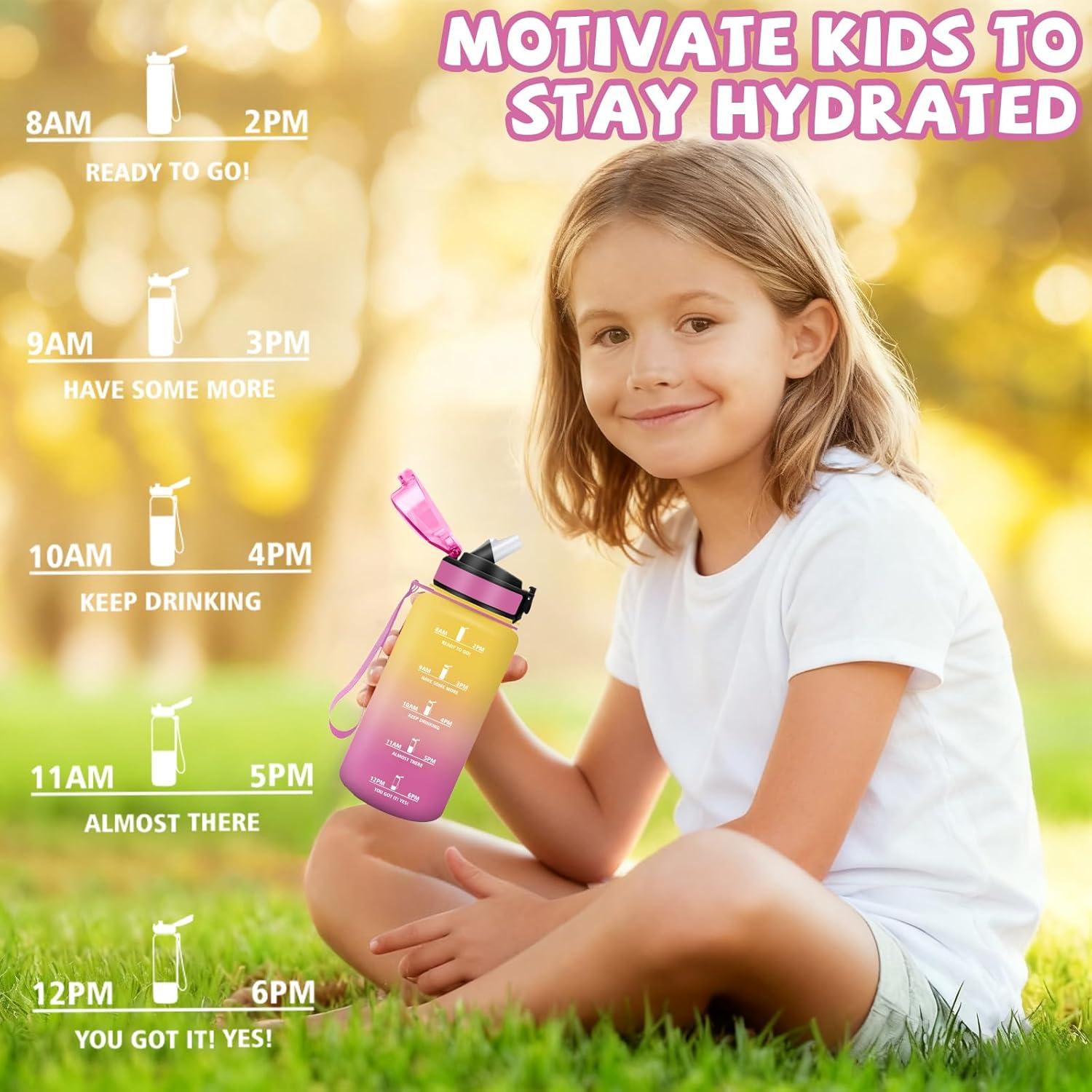 image:imageGourde Gourde 1l avec Paille Gourdes Sport anti Fuite Gourdes Gradue avec Slogan de Motivation Gourd Motivation Facile Nettoyer Bouteille deau pour Aptitude Camping RandonneJaunerose
