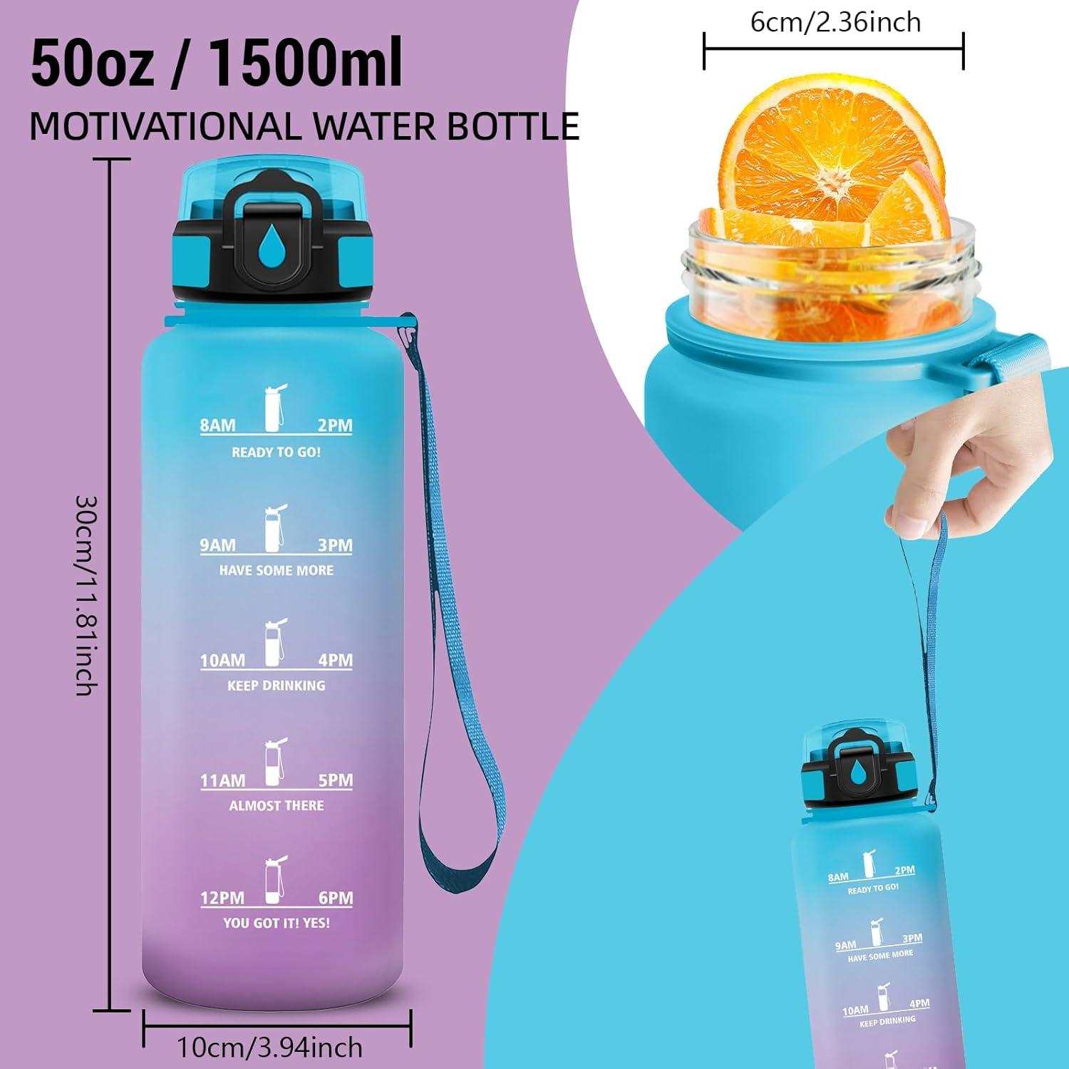 image:imageGourde Gourde 1l avec Paille Gourdes Sport anti Fuite Gourdes Gradue avec Slogan de Motivation Gourd Motivation Facile Nettoyer Bouteille deau pour Aptitude Camping RandonneBleuviolet