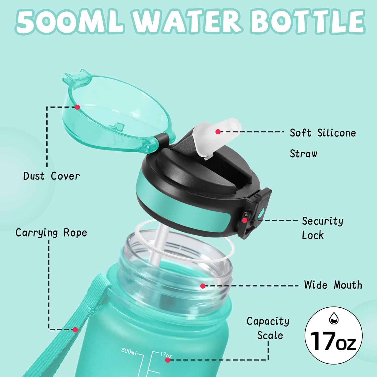 image:imageGourde Gourde 1l avec Paille Gourdes Sport anti Fuite Gourdes Gradue avec Slogan de Motivation Gourd Motivation Facile Nettoyer Bouteille deau pour Aptitude Camping RandonneVert