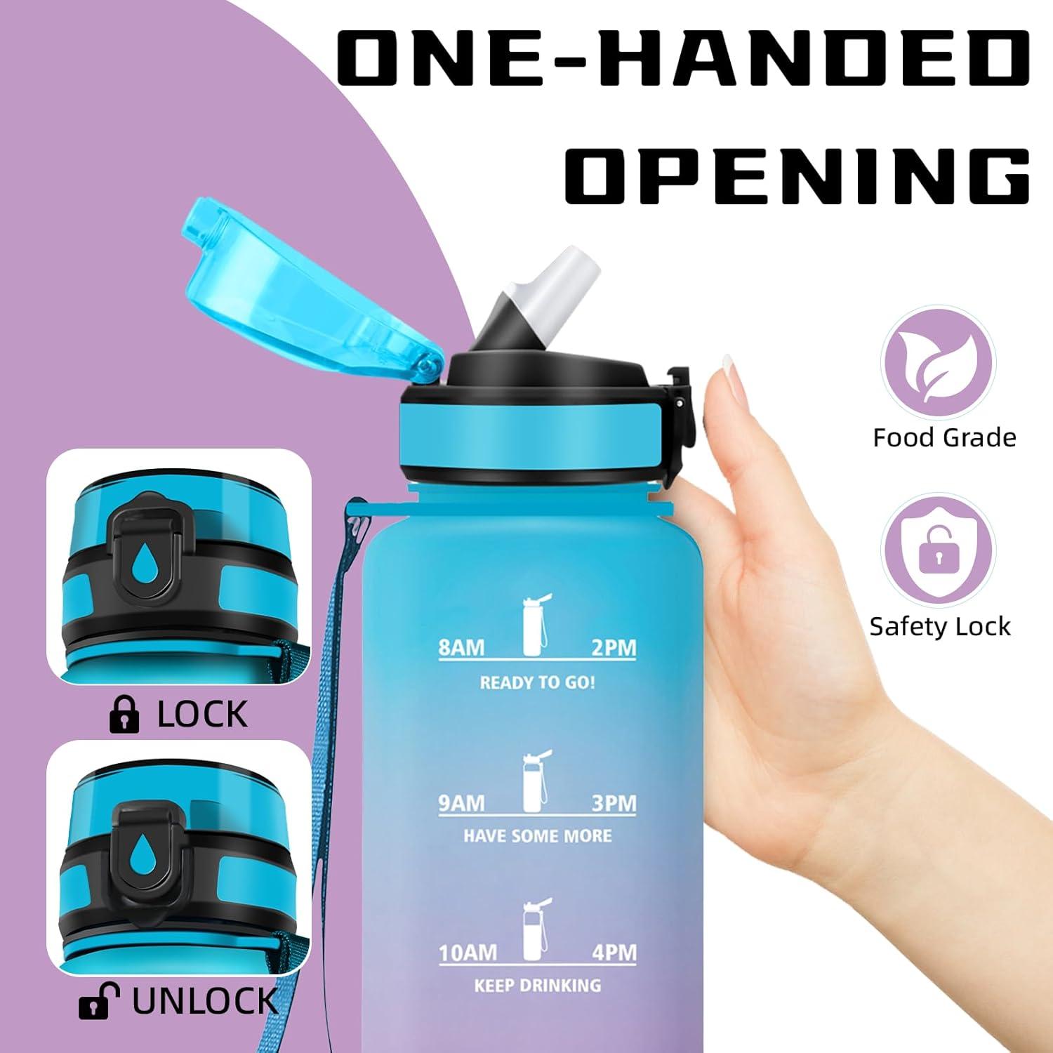 image:imageGourde Gourde 1l avec Paille Gourdes Sport anti Fuite Gourdes Gradue avec Slogan de Motivation Gourd Motivation Facile Nettoyer Bouteille deau pour Aptitude Camping RandonneBleuviolet