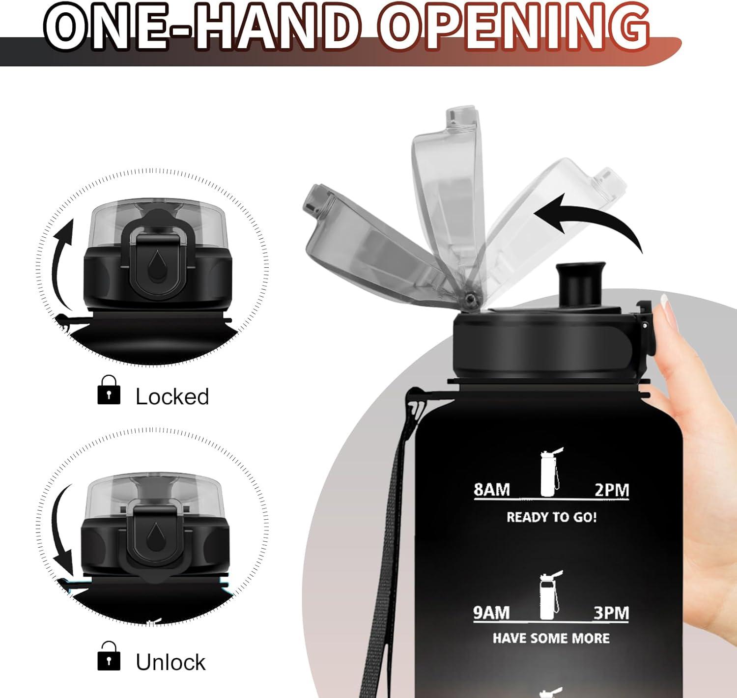 image:imageGourde Sport 1L Gourde Gym sans BPA tanche et Rutilisable Bouteille deau avec Marqueur de Temps et Filtre Gourdes pour Enfant Adulte Garon Fille lcole Camping Gym Sport Yoga50oz1500ml Noir Rouge