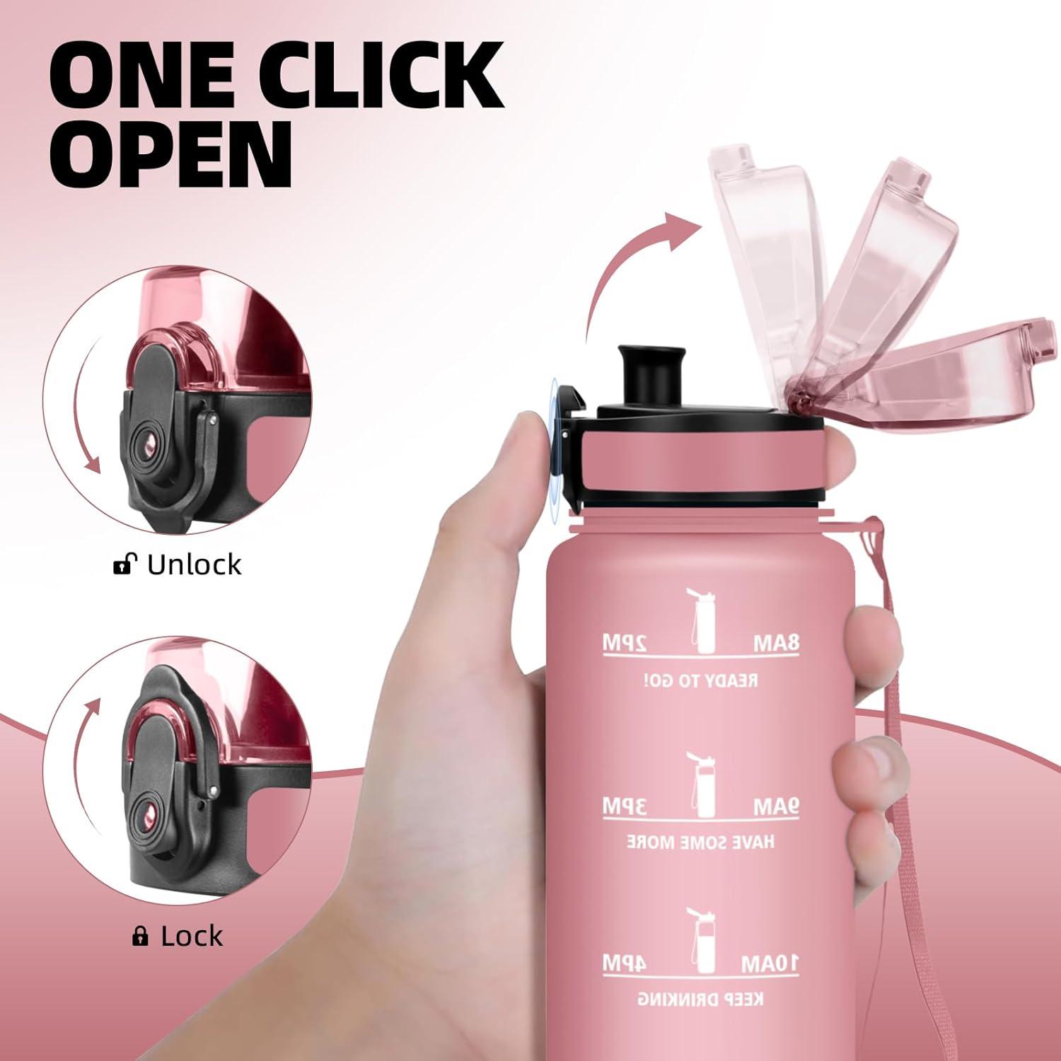 image:imageHoneyHolly Gourde 500ml Gourde Sport Gourde Filtre et Marqueur de Temps Sans BPA Bouteille deau pour Sport Fitness Yoga Lcole Bureau