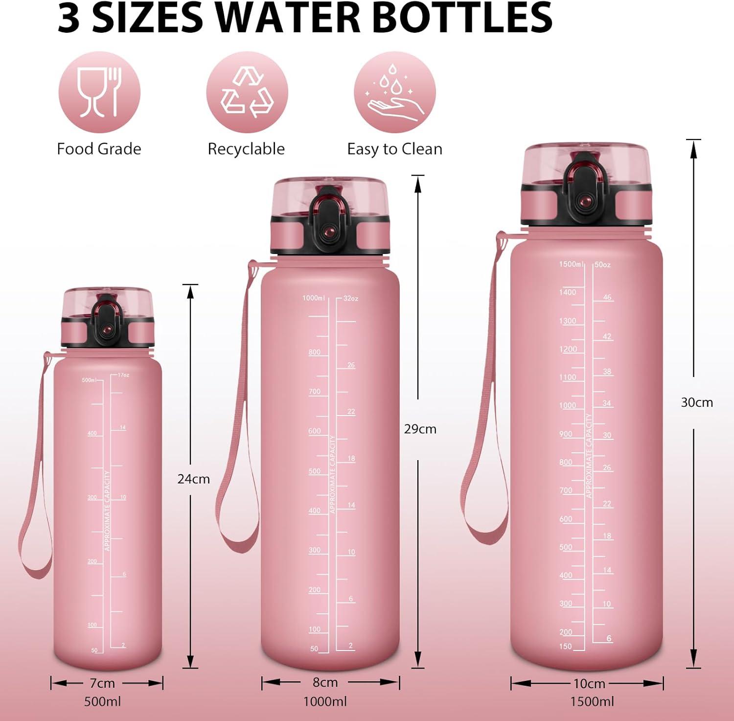 image:imageHoneyHolly Gourde 500ml Gourde Sport Gourde Filtre et Marqueur de Temps Sans BPA Bouteille deau pour Sport Fitness Yoga Lcole Bureau