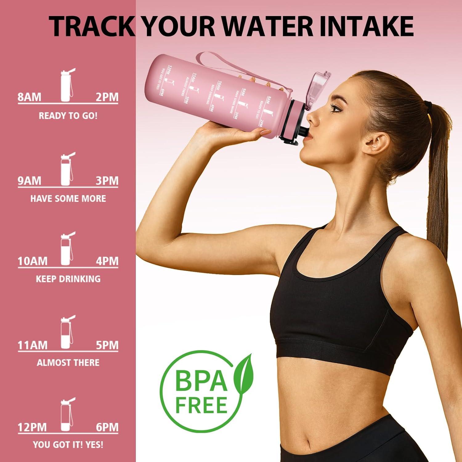 image:imageHoneyHolly Gourde 500ml Gourde Sport Gourde Filtre et Marqueur de Temps Sans BPA Bouteille deau pour Sport Fitness Yoga Lcole Bureau