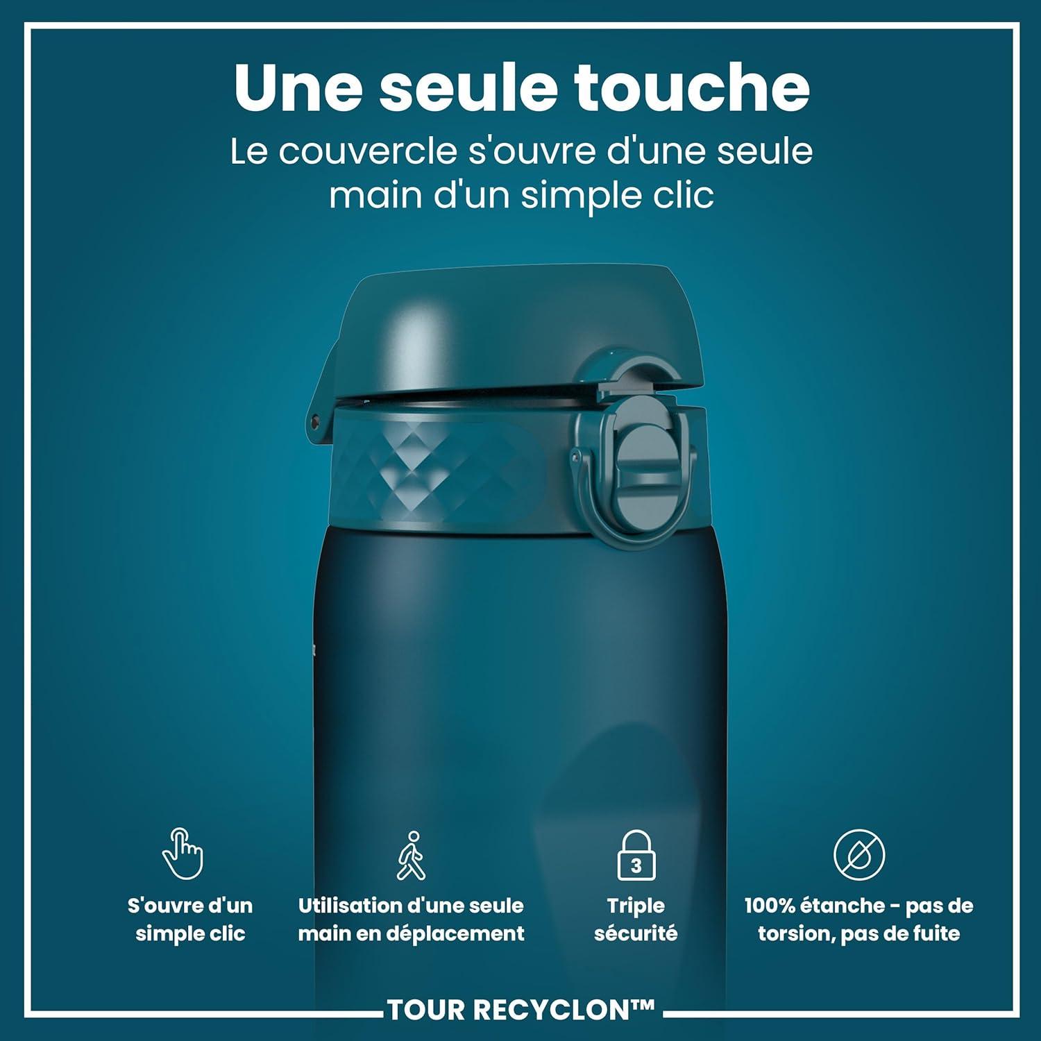 image:imageION8 Gourde 750 ml AntiFuite Sports Facile Ouvrir Verrouillage Scuris Lavable en Lavevaisselle Poigne de Transport Couvercle Rabattable Sans BPA Poigne ProfileSarcelle Profond