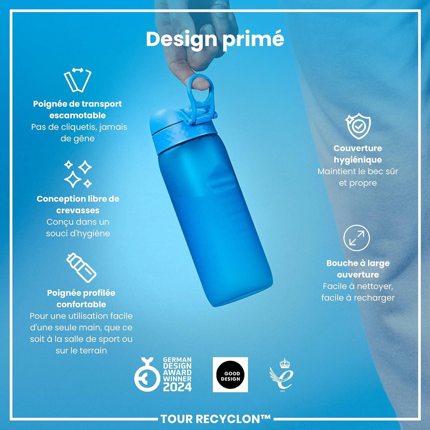 image:imageION8 Gourde 750 ml AntiFuite Sports Facile Ouvrir Verrouillage Scuris Lavable en Lavevaisselle Poigne de Transport Couvercle Rabattable Sans BPA Poigne ProfileBleu