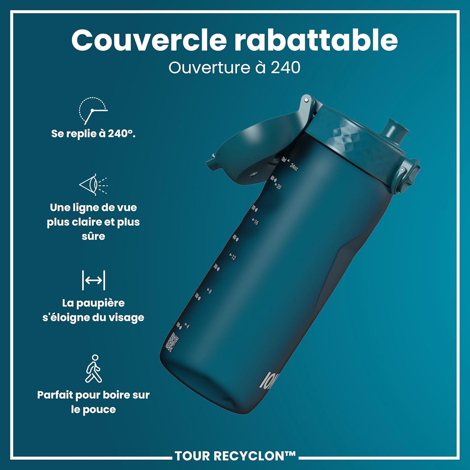 image:imageION8 Gourde 750 ml AntiFuite Sports Facile Ouvrir Verrouillage Scuris Lavable en Lavevaisselle Poigne de Transport Couvercle Rabattable Sans BPA Poigne ProfileSarcelle Profond