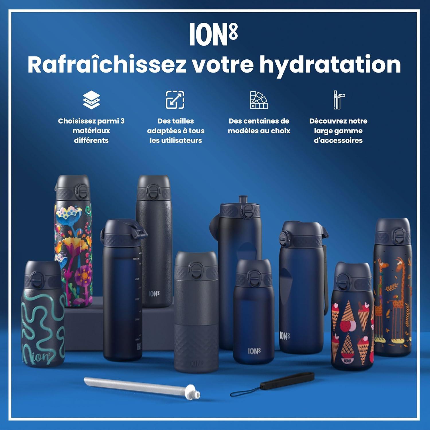 image:imageION8 Gourde 750 ml AntiFuite Sports Facile Ouvrir Verrouillage Scuris Lavable en Lavevaisselle Poigne de Transport Couvercle Rabattable Sans BPA Poigne ProfileBleu Marine