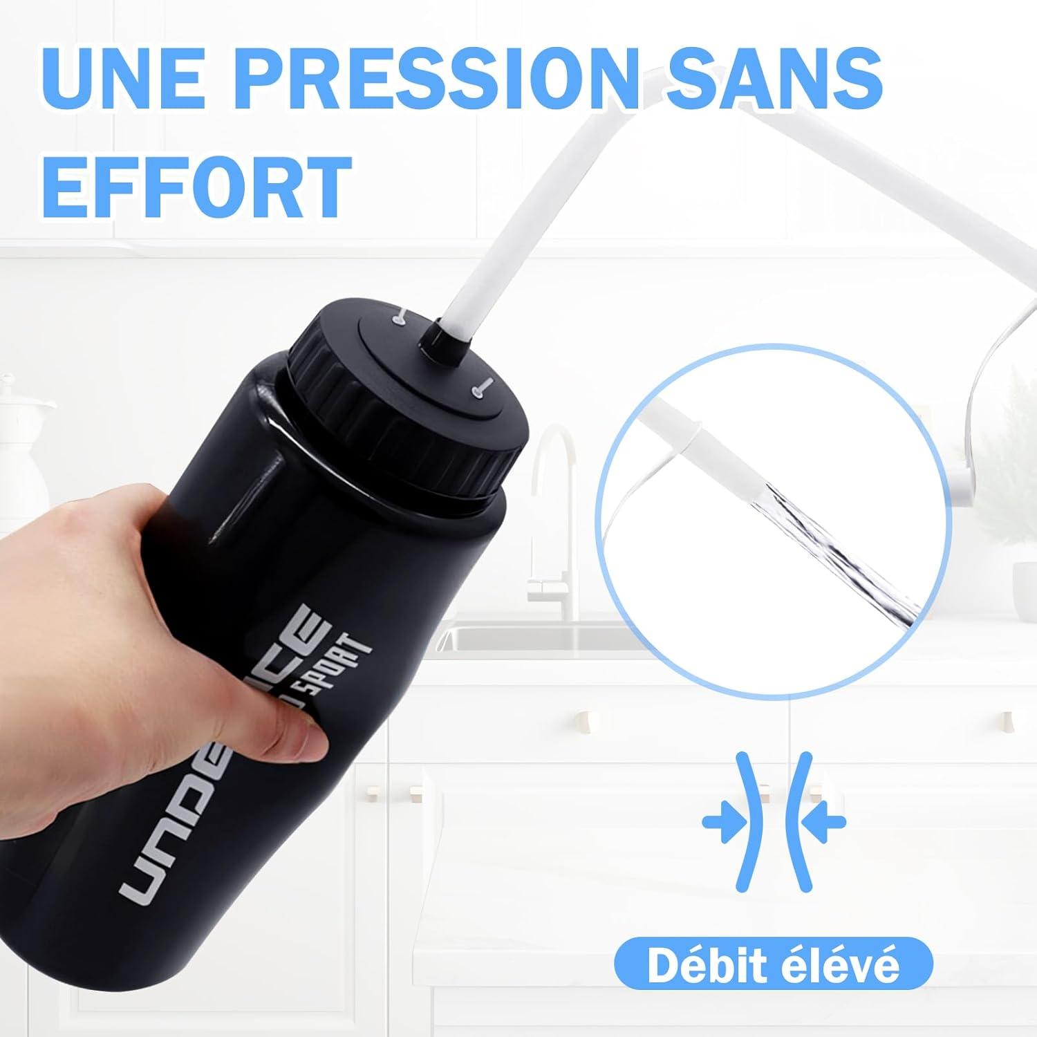 image:imageLOVIVER Bouteille dEau de Sport Bouteille Presser 1L Bouilloire avec Longue Paille Tasse dEau pour Course Pied Vlo Football Noir